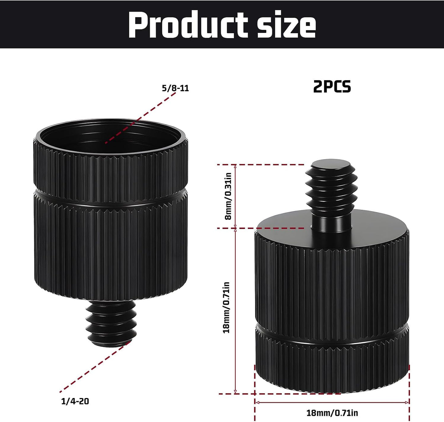 Xyembu 2PCS 5/8-11 1/4 Tripod Adapter Female to Male Laser Level Tripod Conversion Thread for Various Photography