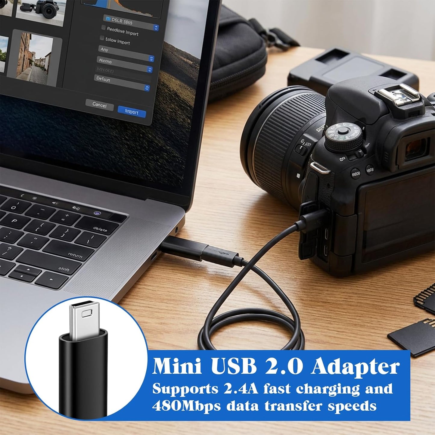 Xelsluthe 4pack Cam,Mp3 Mini USB to USB C Adapter, Usbc to USBA dapter USB-Mini to-Usbc Adapter Supports Charge & Data