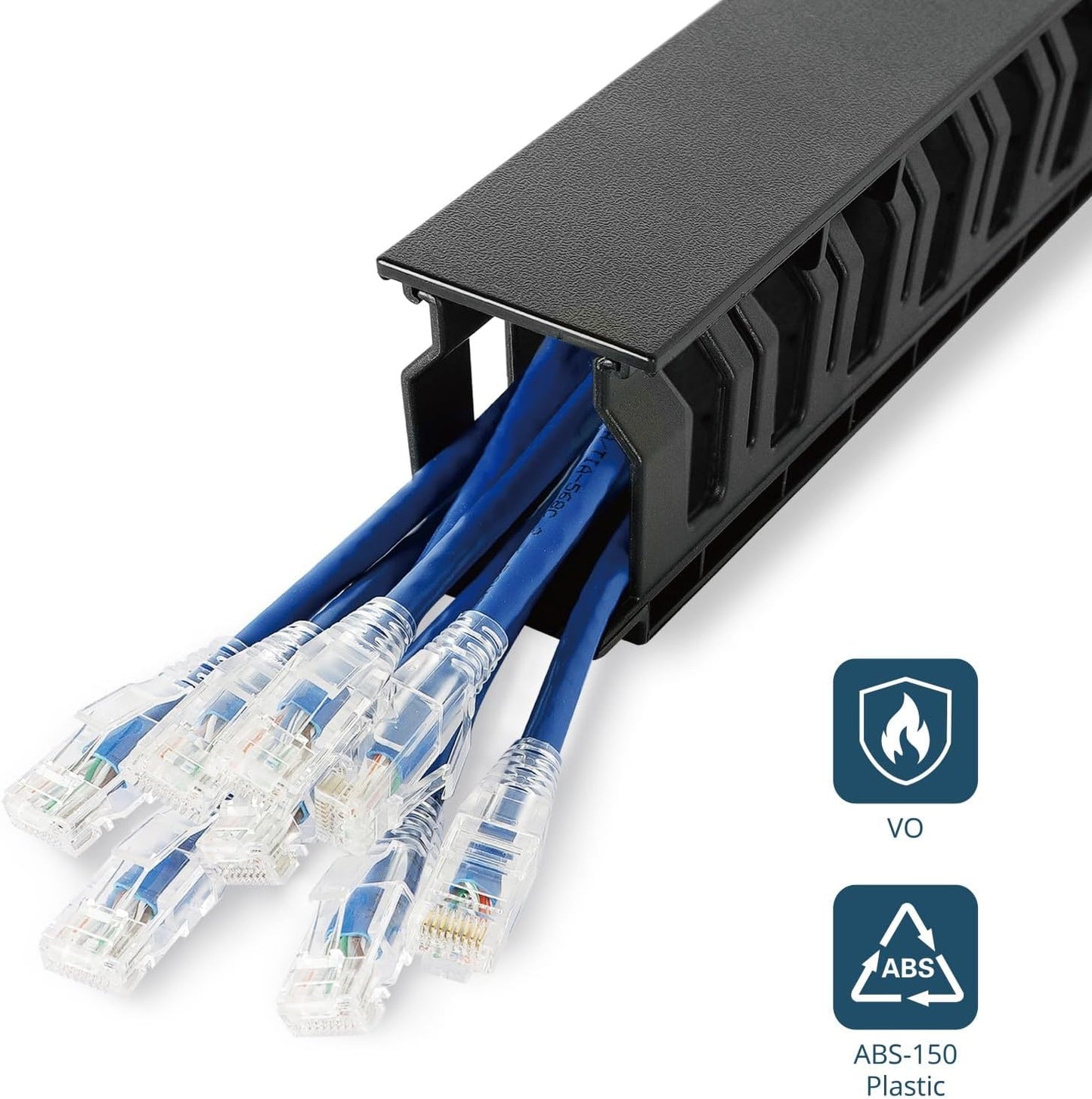 Tecmojo 2 Pack 1U Cover,2.6 12 19 inch Server Rack Horizontal Cable Management with Depth Plastic Cable Manager,Rack
