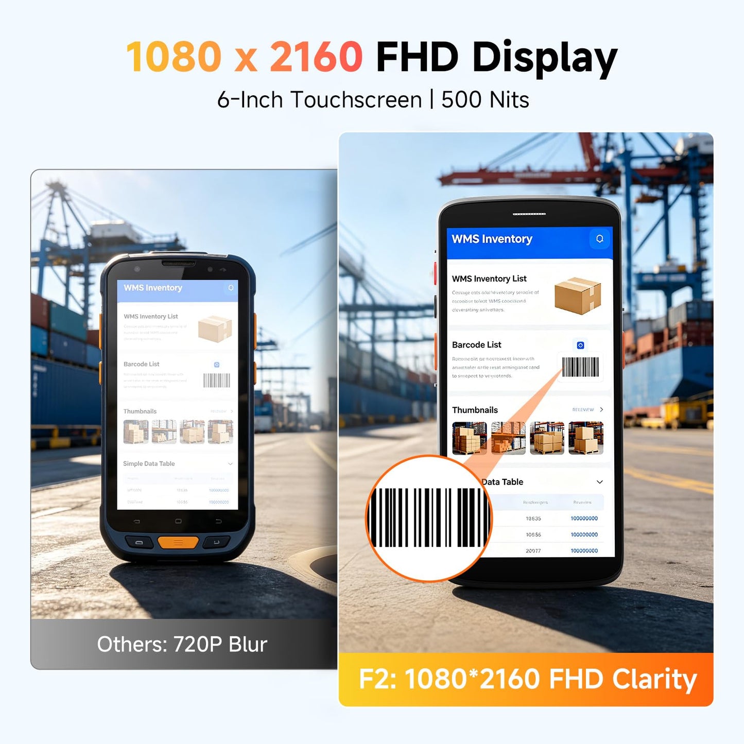 Arrvel Android 15 Barcode Scanner F2, Handheld PDA w/Zebra SE4710 Scan Engine, 6 Inch Touchscreen Industrial Mobile Computer, IP67 Data Terminal Inventory Scanner for Warehouse Logistics Management