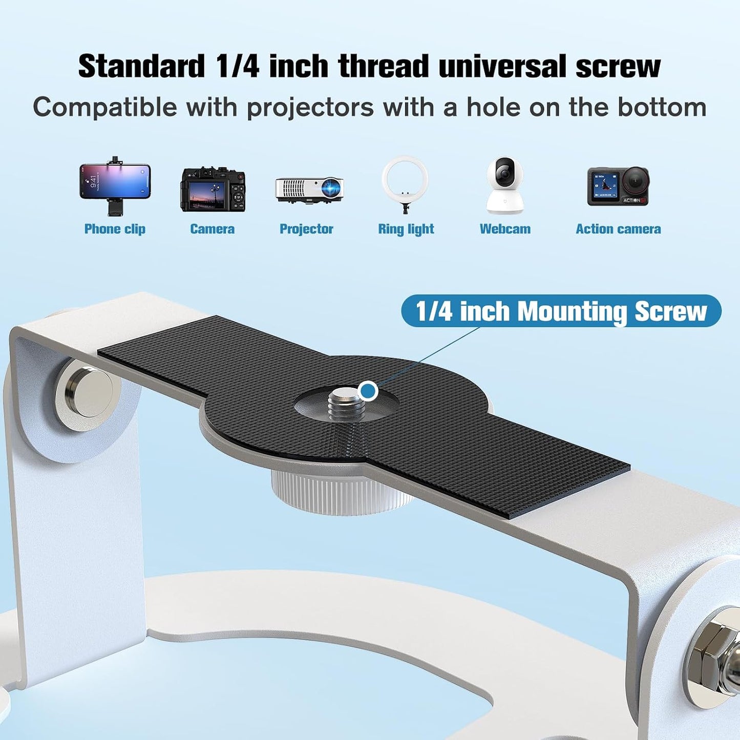 1/4 inch DAWASAPAT Projector Stand MINI Desktop Mount Angle Adjustable Projector Stand with Mounting Screw & Cable Ties
