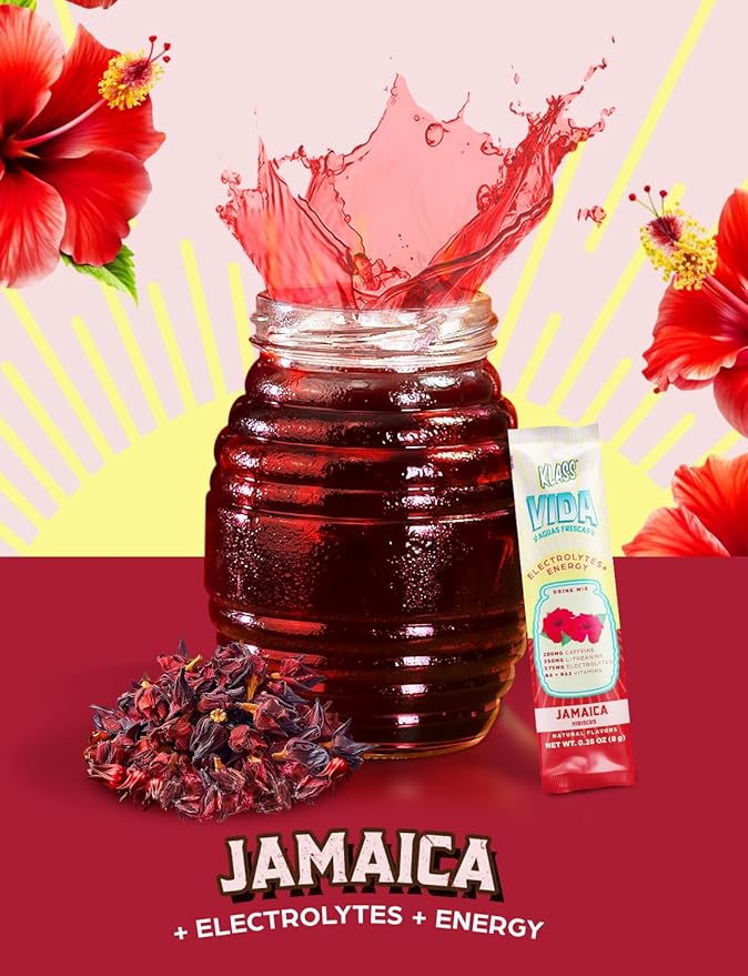 Hydration + Energy Electrolyte Drink Mix ??Hibiscus Agua Fresca Flavor | Sugar-Free Powder with Caffeine, L-Theanine, Coconut Water & Minerals | 15 Single-Serve Stick Packs, Low Calorie