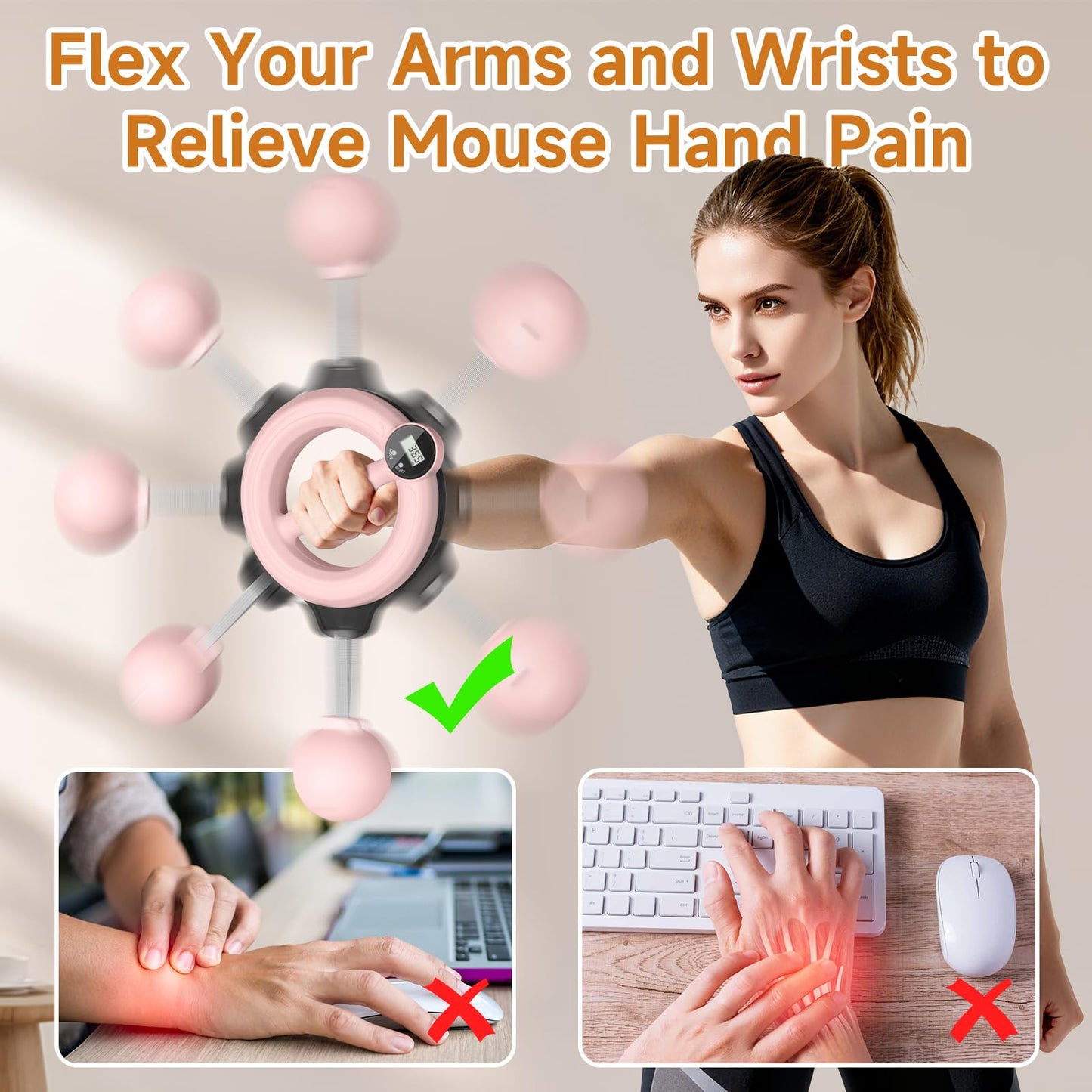 SANLIKE 360° Hand-Crank Arm Workout Adjustable Forearm Trainer for Men & Women Shoulder Exercise and Mobility Trainer Chest Trainer Home Workout Equipment and Gym Workouts (Pink)