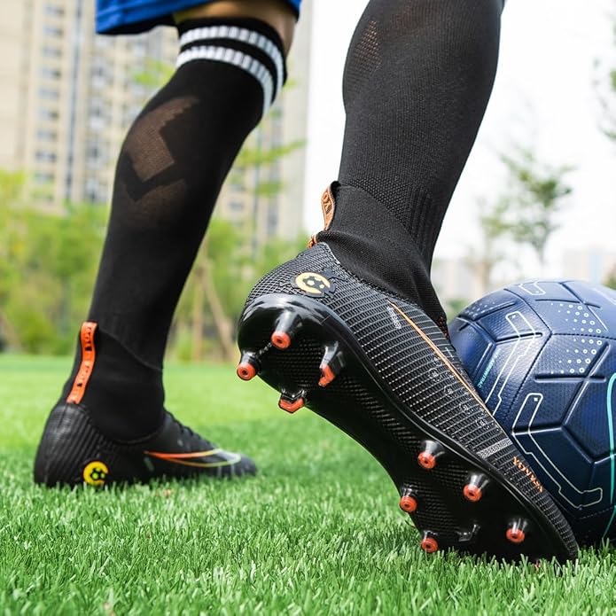 Men's High Tops Soccer Shoes,Lace-Up Athletic Football Cleats Lightweight Indoor/Outdoor TF AG Turf Training Soccer Cleats Sneaker