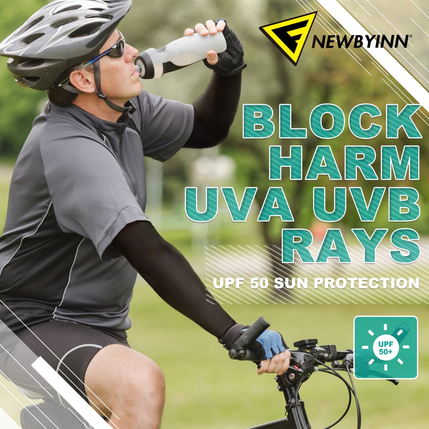 Newbyinn Arm Sleeves for Men Women, Size L - XL, UV Sun Protection Sleeve to Cover Tattoo, Cooling Compression Arm Cover