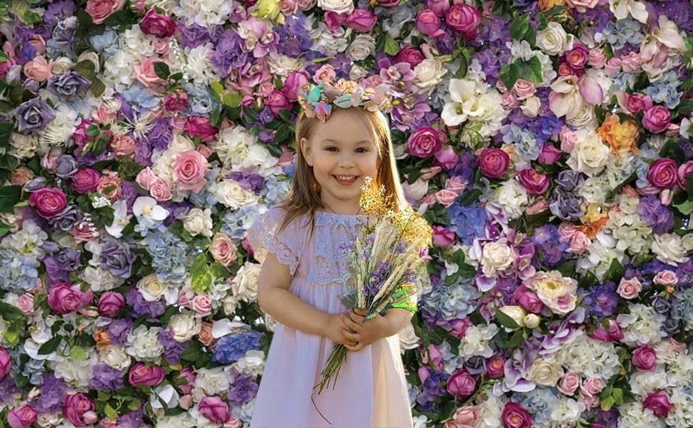 RiePoiia 7x5ft Colorful Flowers Wall Backdrop Spring Blooming Flowers Oil Painting Background Wedding Bridal Birthday