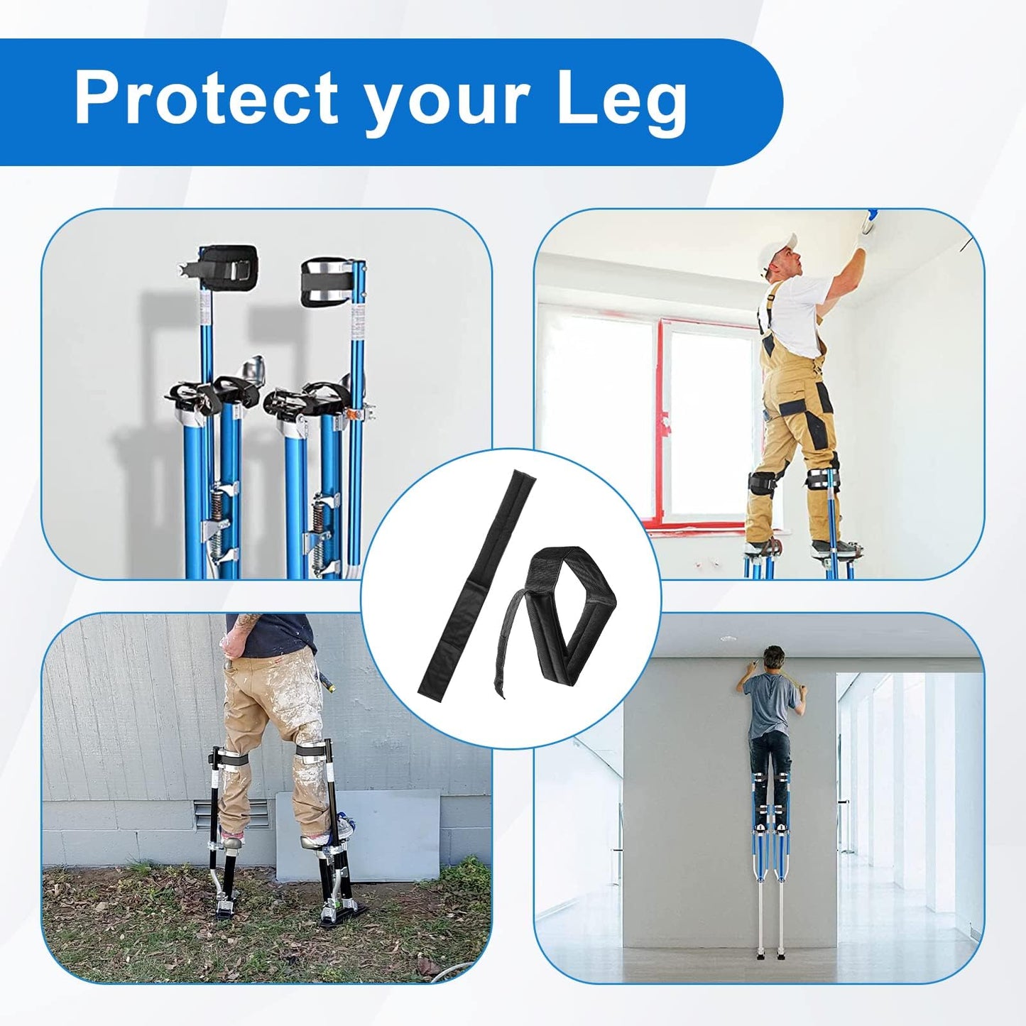 Drywall Stilts Special Straps to Relieve Pressure, Stilt Leg Tightening Bandage，Suitable for Various Brands of Stilts（2pack）