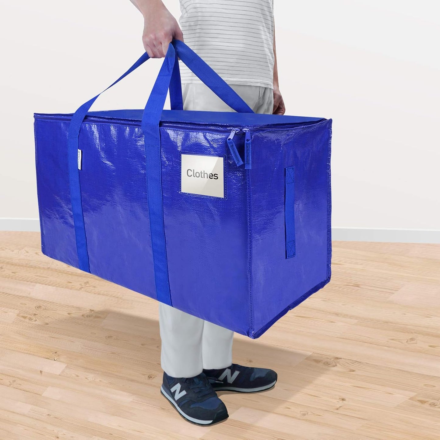 TICONN Extra Large Moving Bags - Heavy Duty Storage with Zippers & Handles | 6 Pack, Blue