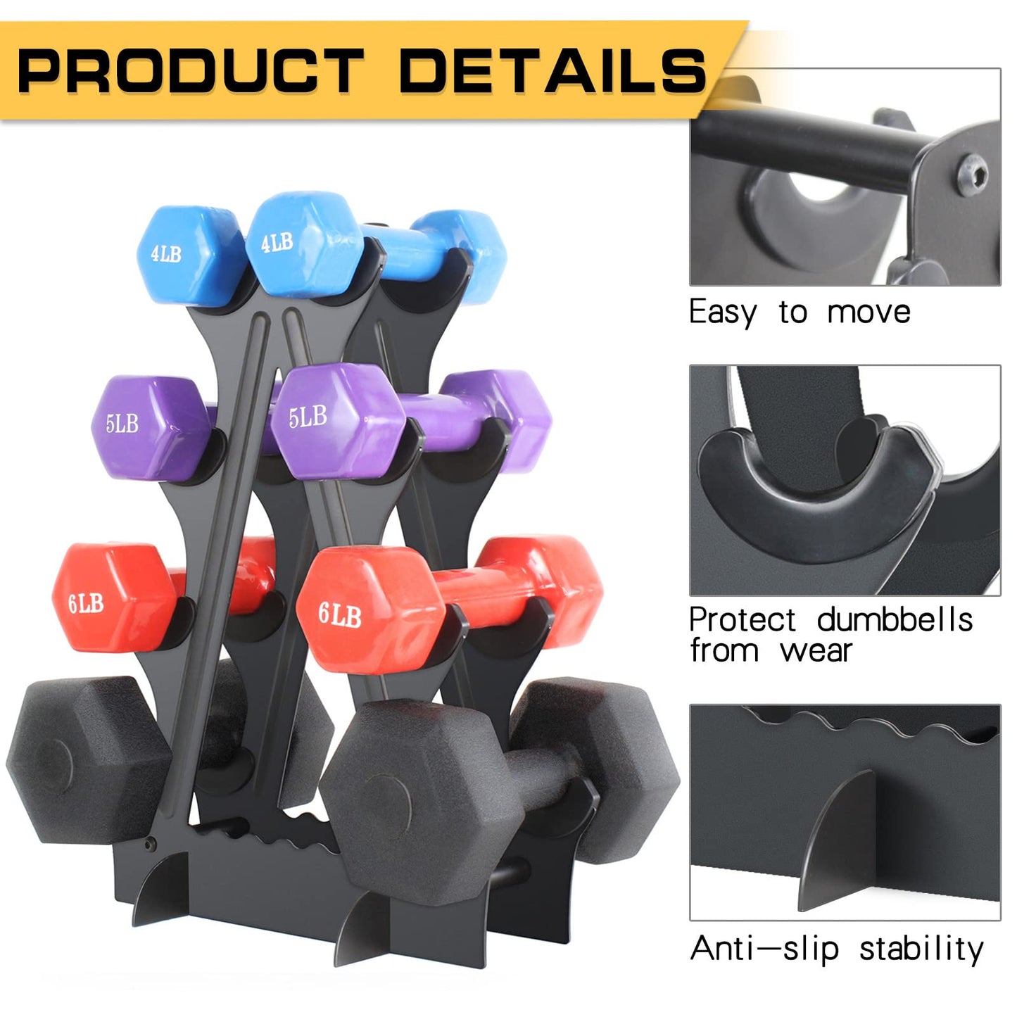 Dumbbell Rack 4 Tier Weight Rack for Dumbbells Compact Dumbell Rack Stand Only for Home Gym Weight Stand, (Rack ONLY)