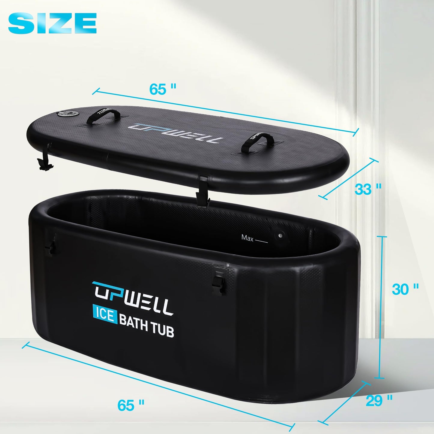 UPWELL Cold Plunge Tub Large Portable Oval Inflatable Ice Bath with Cover Tub for Cold Water Athletes Large Baths for Therapy Recovery at Home or Outdoors Ice Plunge Black