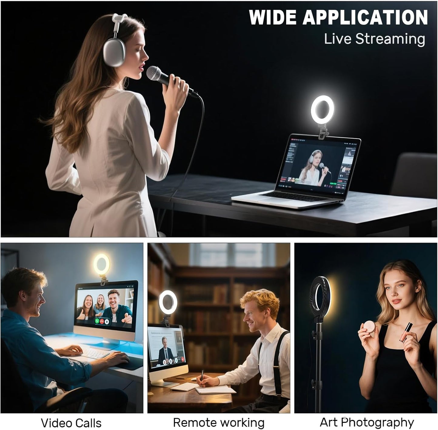 Anautin Lighting,360Adjustable,Portable Ring Light for Video Conference LED Video Conference Lighting
