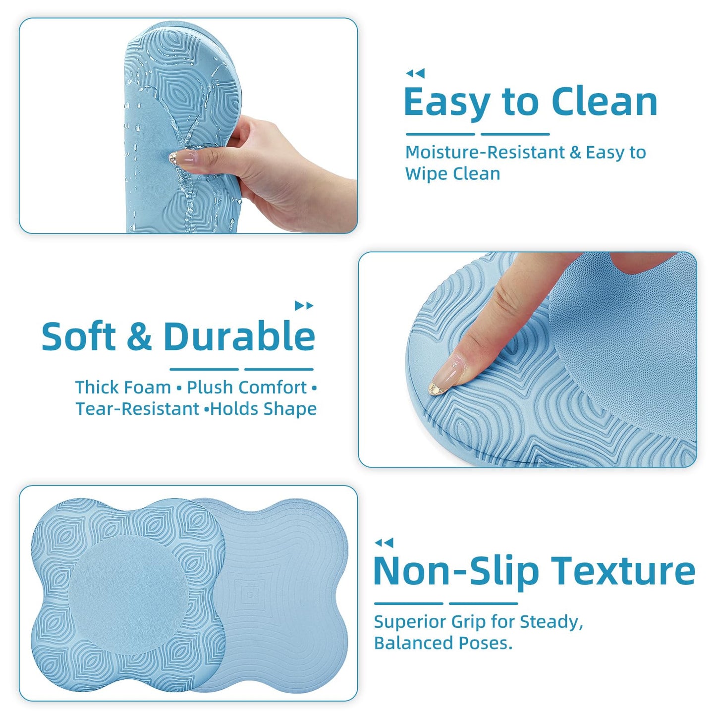 Yoga Knee Pads Set of 2 – Extra Soft Non-Slip Yoga Knee Pad Cushion for Knees Elbows Wrists – Pilates & Workout Knee Pads for Floor Exercises, Kneeling, Stretching, Fitness, Blue