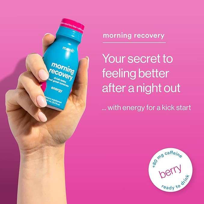 Morning Recovery, Electrolyte with Energy, Milk Thistle Drink Proprietary Formulation to Hydrate While Drinking, Highly Soluble Liquid DHM, Non GMO, Vegan, Gluten-Free, Berry, Pack of 12