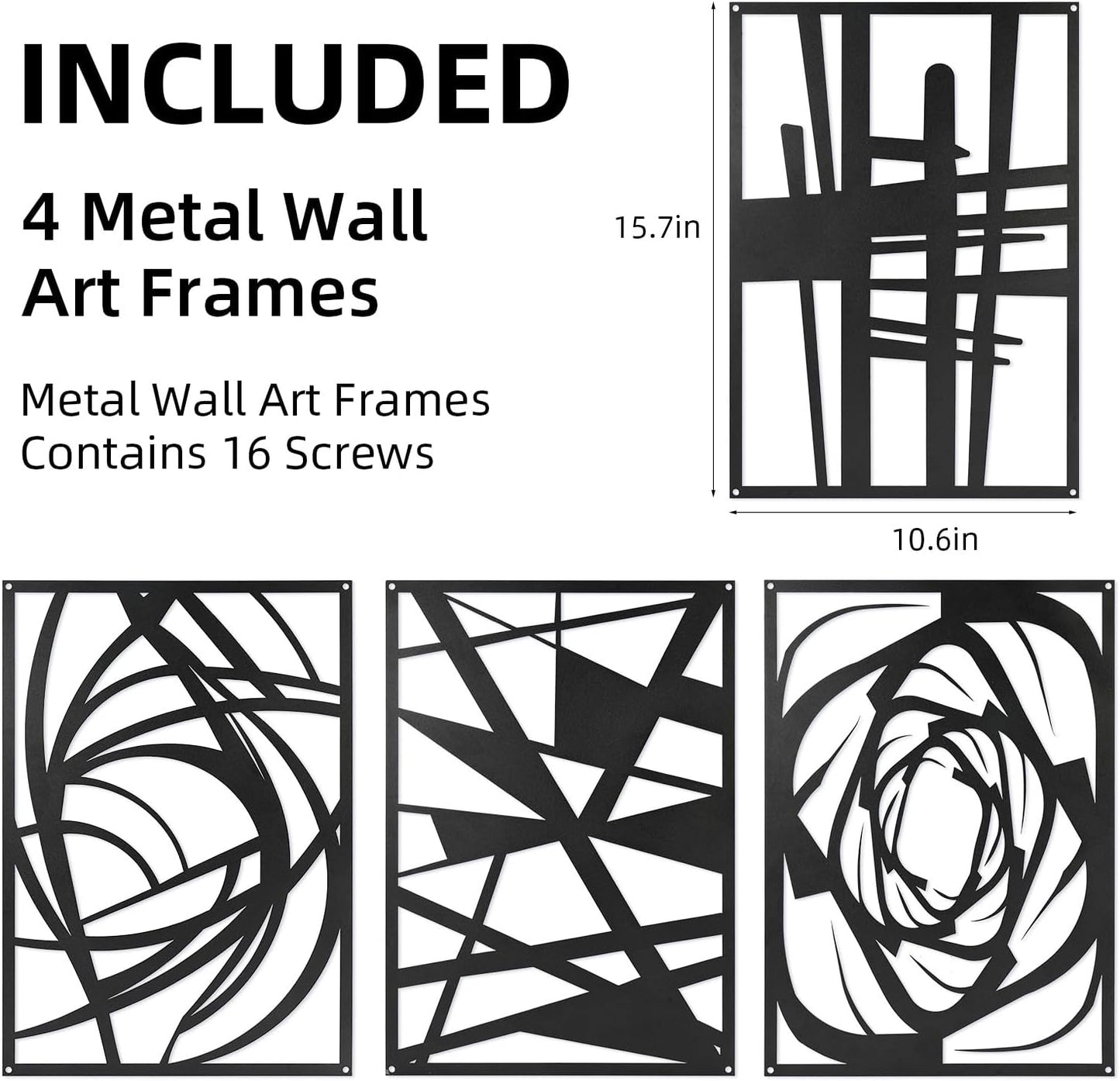 Skiennix Black Abstract Metal Wall Art - Modern Minimalist 3D Textured Decor | 15.7 x 10.6 Inch for Living Room, Bedroom, Office