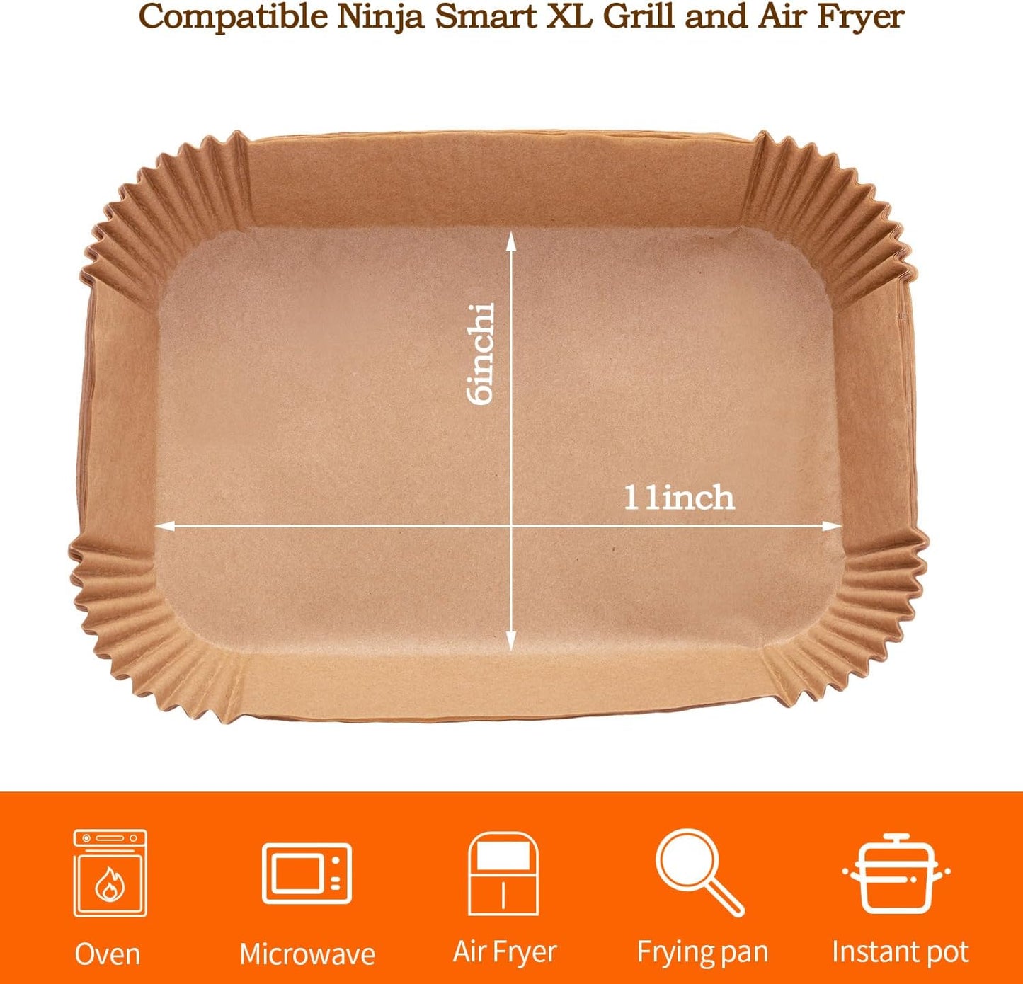 Ninja Foodi XL Air Fryer Liners - 100PCS Rectangular Disposable Paper for Easy Cleanup