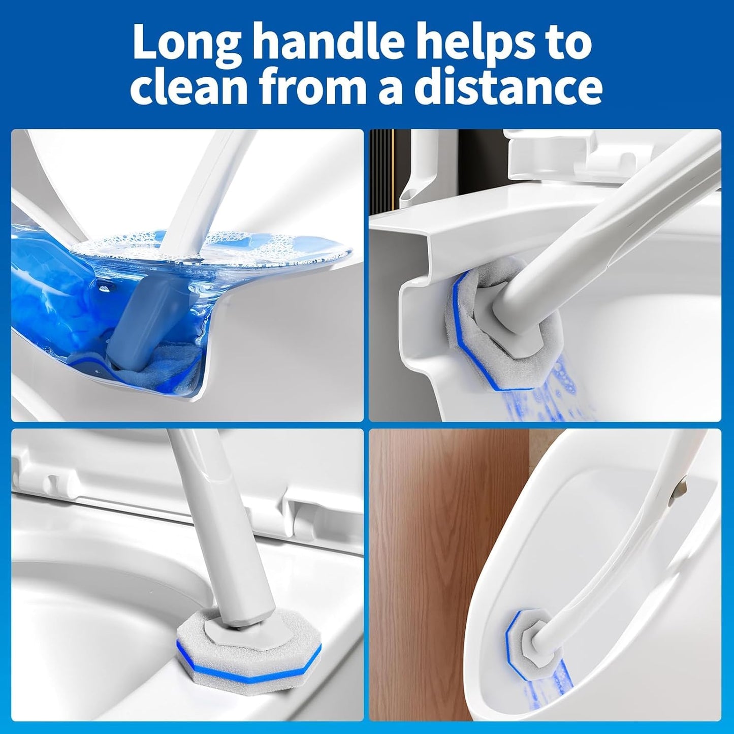 Skiennix Disposable Toilet Brush System - 50 Refill Pads & Wall-Mounted Holder | Bathroom Cleaning Kit