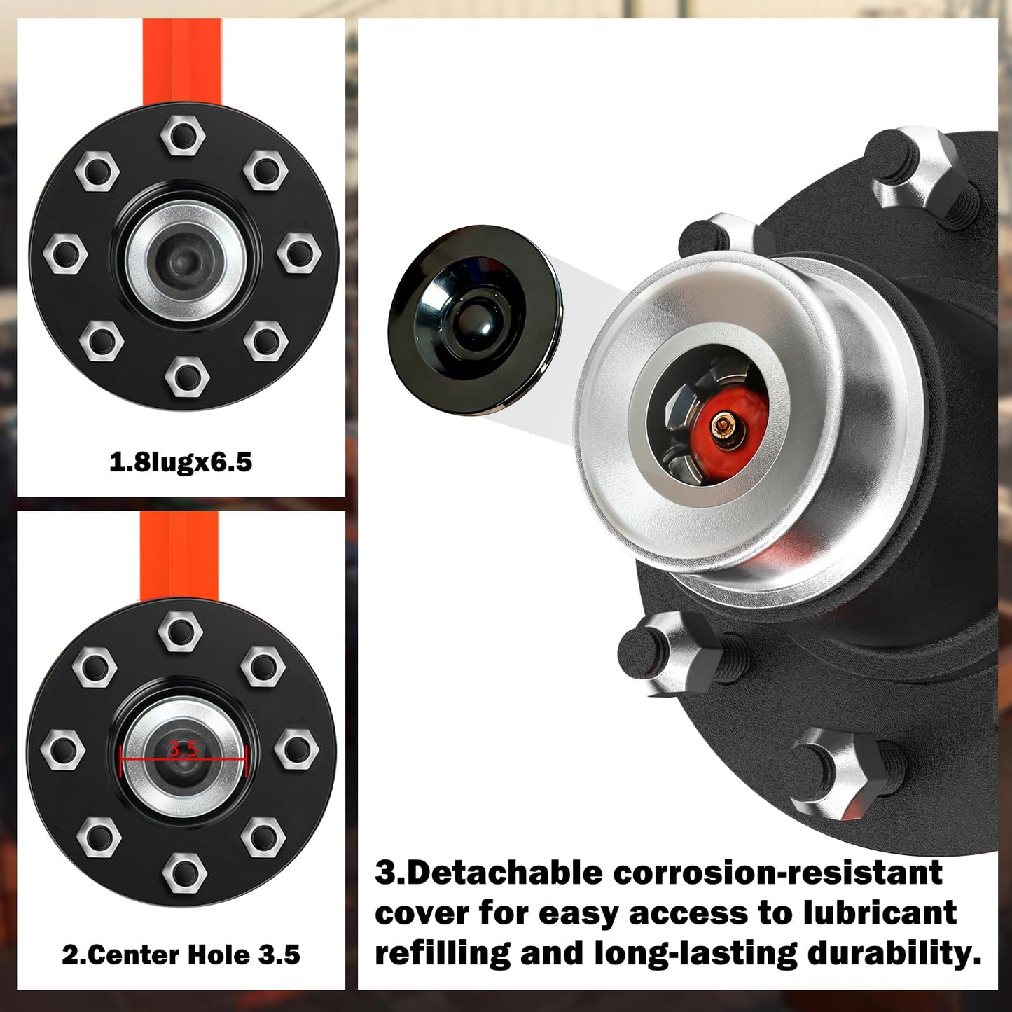 Upgrade 2-Pack Shipping Container Wheels Kit with 6/8 Lug Bolt-On Spindle,Heavy-Duty Shipping Container Axles for Up to 40ft Containers, 15000LB Capacity, Shipping Container Accessories (8-Lug)