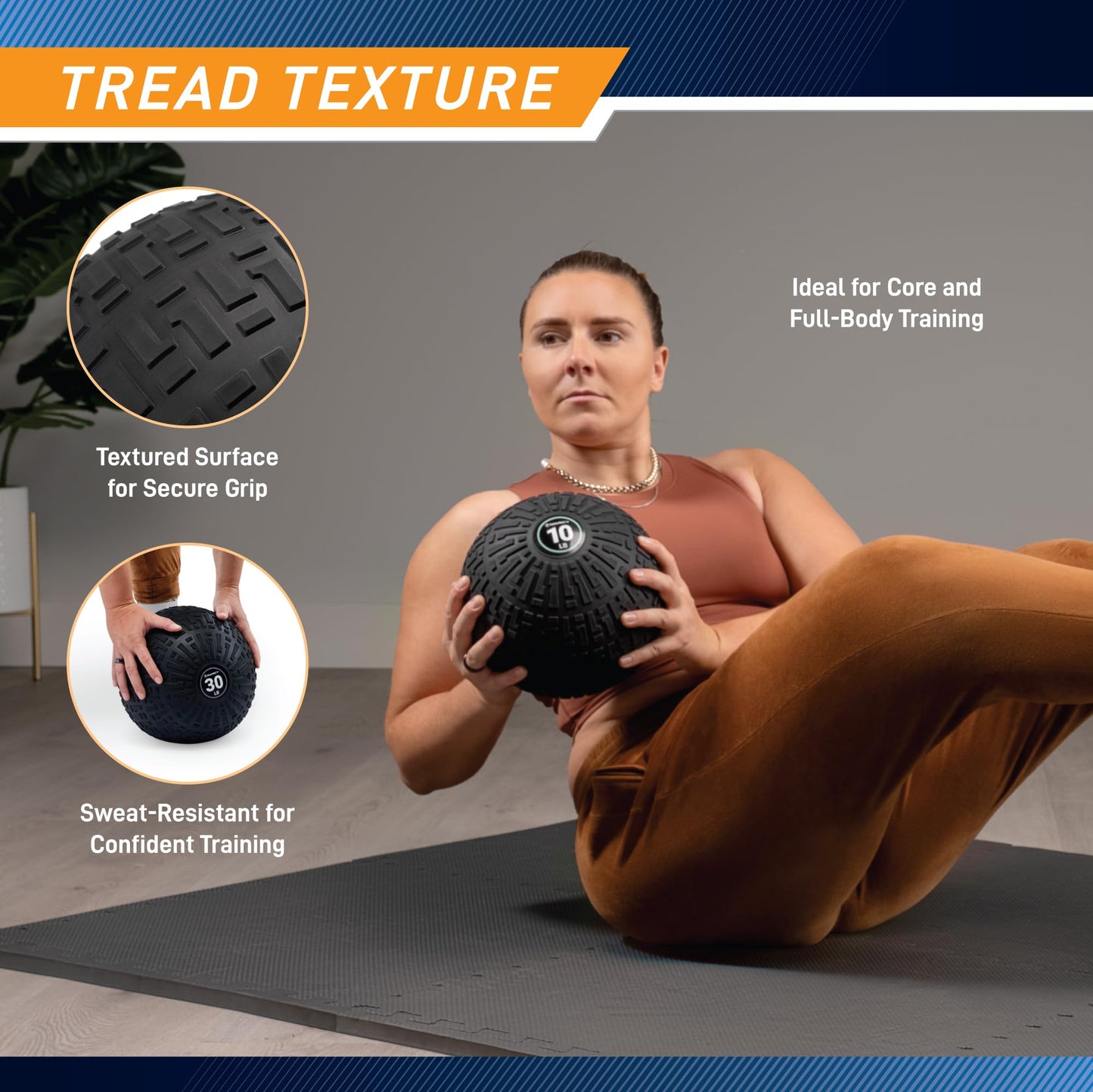Marcy 35 lb Slam Ball Dead Weight, Sand-Filled Medicine Ball with Durable PVC Shell & Textured Grip – Non-Bounce Workout Ball for Slams, Tosses, Core & Full Body Training MCSB-035
