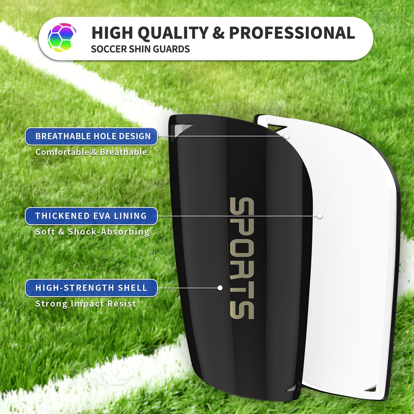 ATHCISE Kids Youth Soccer Shin Guards with Sleeves, Slip in Shinguards Soccer Shin Pads for 3-15 Years Old Boys Girls Child Teens