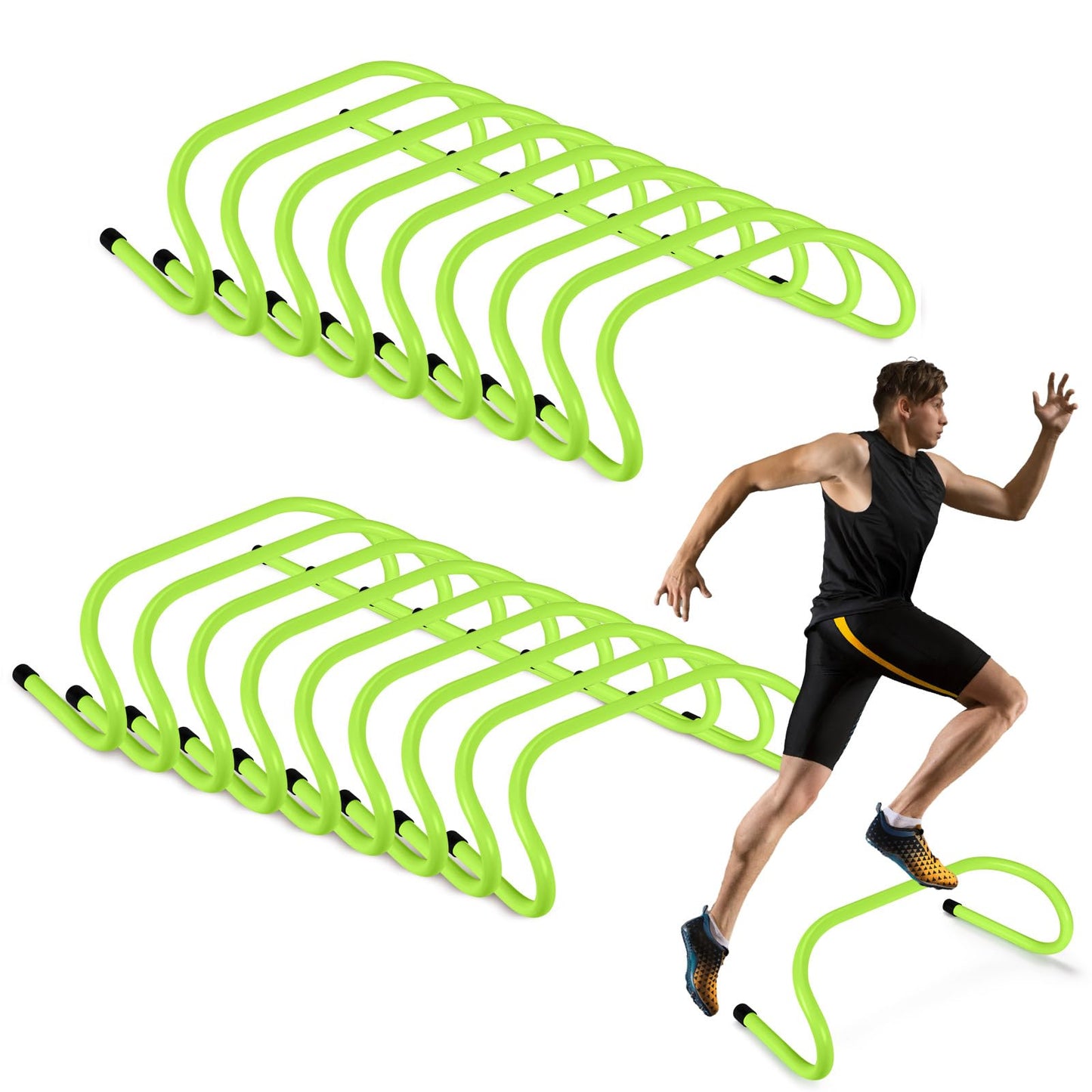 Wettarn 18 Pcs 6" Speed Training Hurdles Durable Agility Training Hurdle Agility Plyometric and All Purpose Equipment for Athletes, Soccer, Basketball(Green)