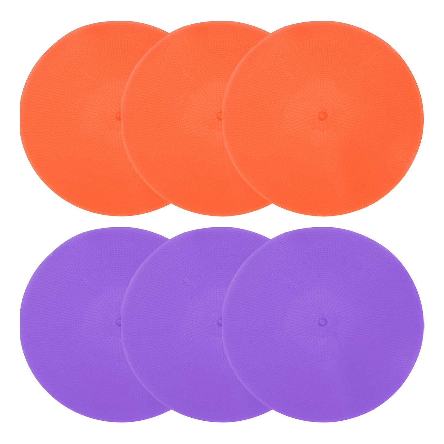 PATIKIL Spot Markers 9 Inch, 6 Pcs Non-Slip Floor Dots Agility Markers Flat Field Cones Poly Dots for Gym PE Speed Training Dance Soccer Basketball Sports, Orange/Purple