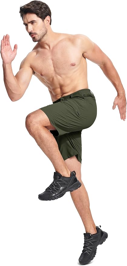 MAGCOMSEN Men's Hiking Cargo Shorts Quick Dry Lightweight 9" Golf Shorts Summer Casual Work Outdoor with 5 Zipper Pockets