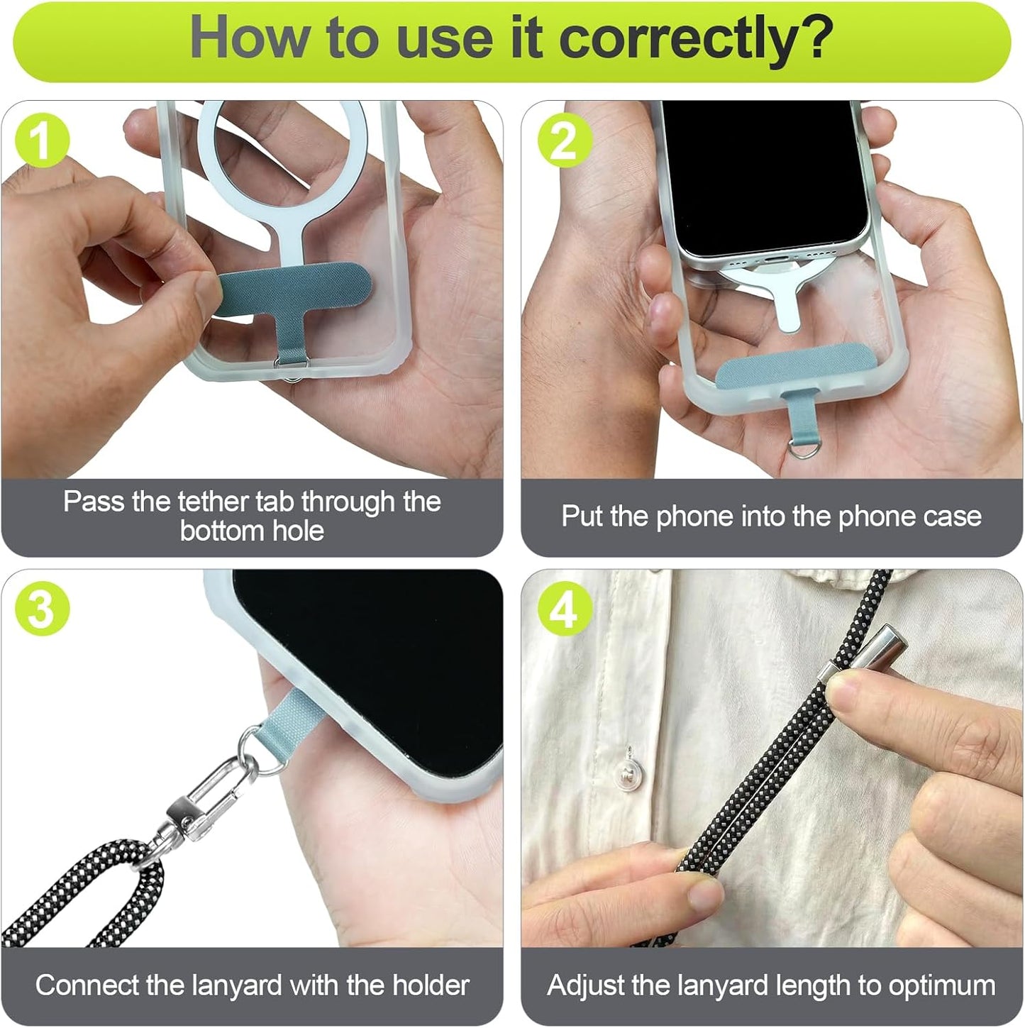 3 1 Phone Lanyard & Phone Wrist Strap, in Adjustable Anti Theft Phone Strap for Cell Phone Lanyard, Convertible