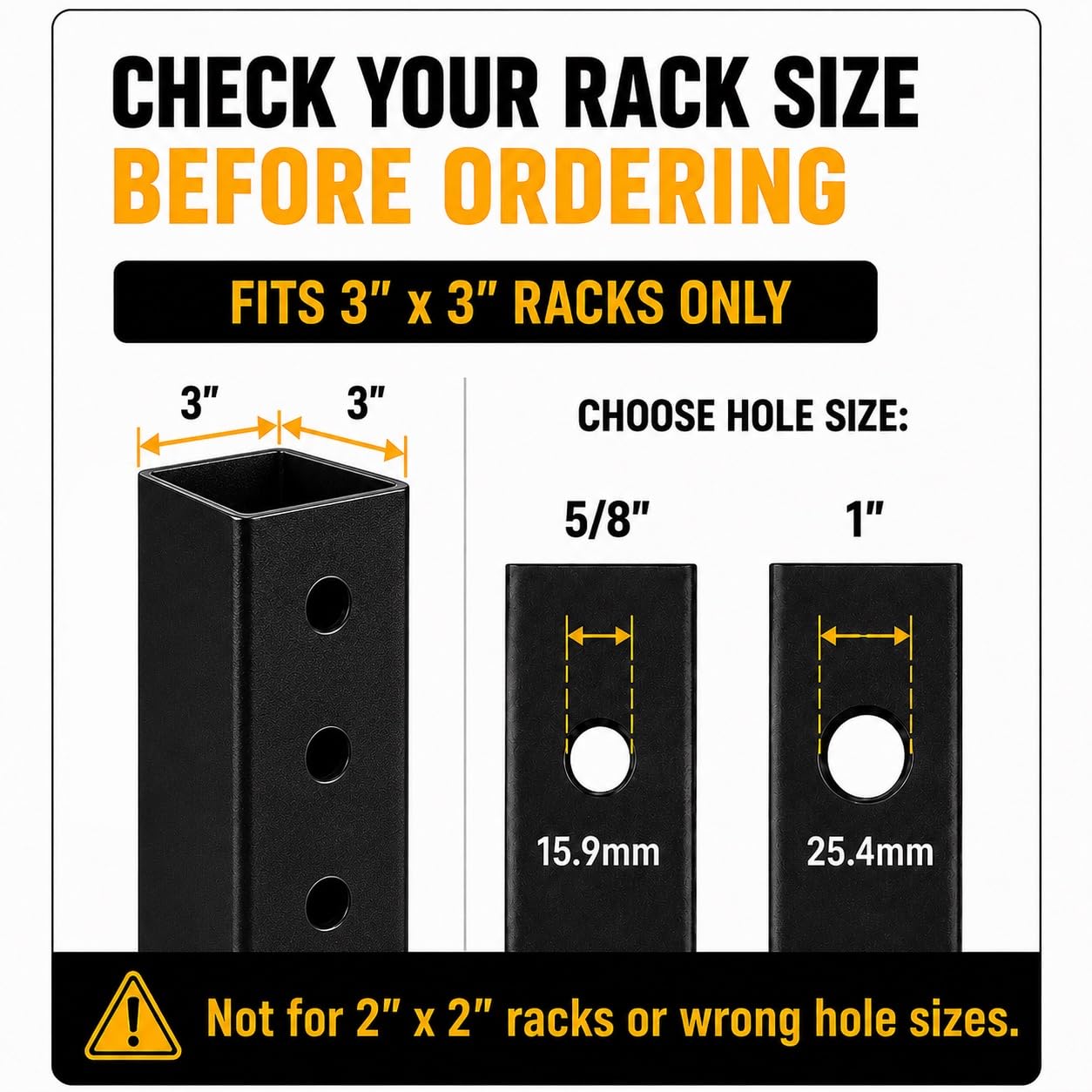AINAFIX J Hooks for 3" x 3" Power Rack, Rubber Pad J-Hook for Power Cage, Bottom Reinforced Steel J Cups for Squat Rack (for 3"x3" Rack with 5/8" Hole)