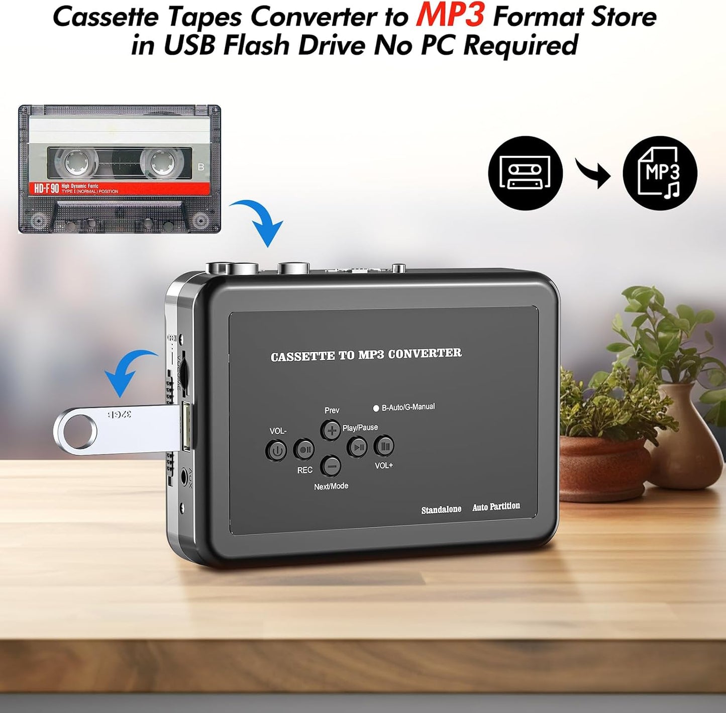 Cassette Cassette MP3 Cassette Mersoco Portable Tape Player, USB to Converter, Audio Music Digital Converter