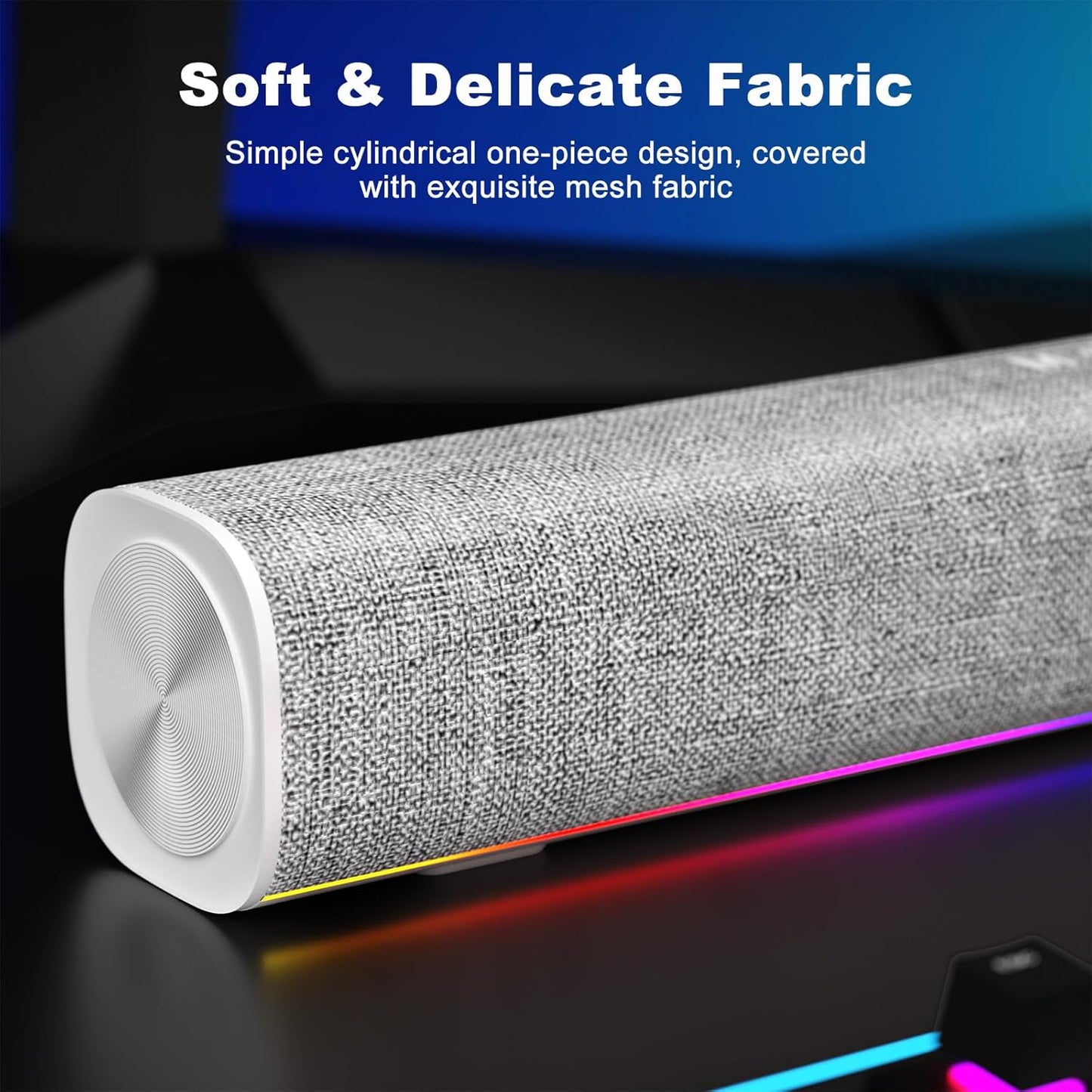 SOULION R100 Bluetooth Computer Speakers with Dynamic LED Light, USB Plug & Play PC Speakers with Switch Button