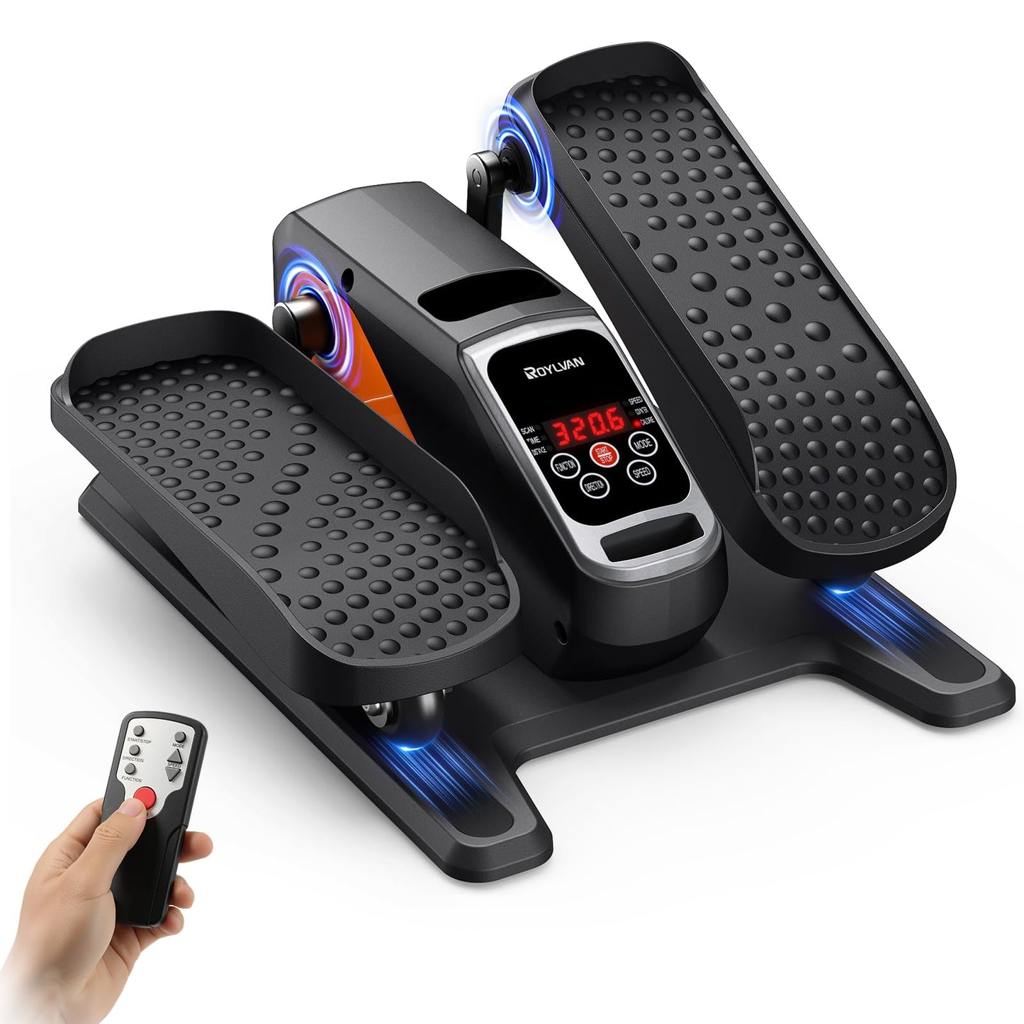 Roylvan Under Desk Elliptical Exercise Machine, Electric & Portable Ellipse Leg Exerciser, Quiet Seated Pedal Elliptical for Seniors Adult with Remoter, 12 Adjustable Speeds, 2 Modes for Home Office