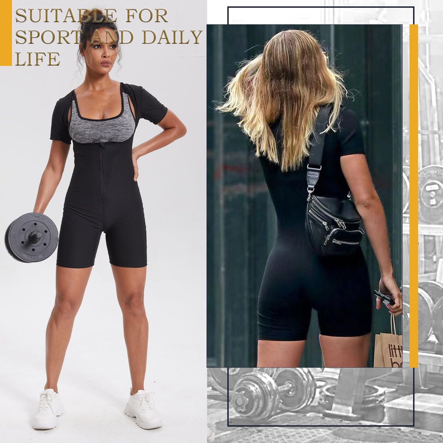 Sauna Suit for Women Full Body Jumpsuit Waist Trainers for Women Belly Fat Workout Sweat Suit XL