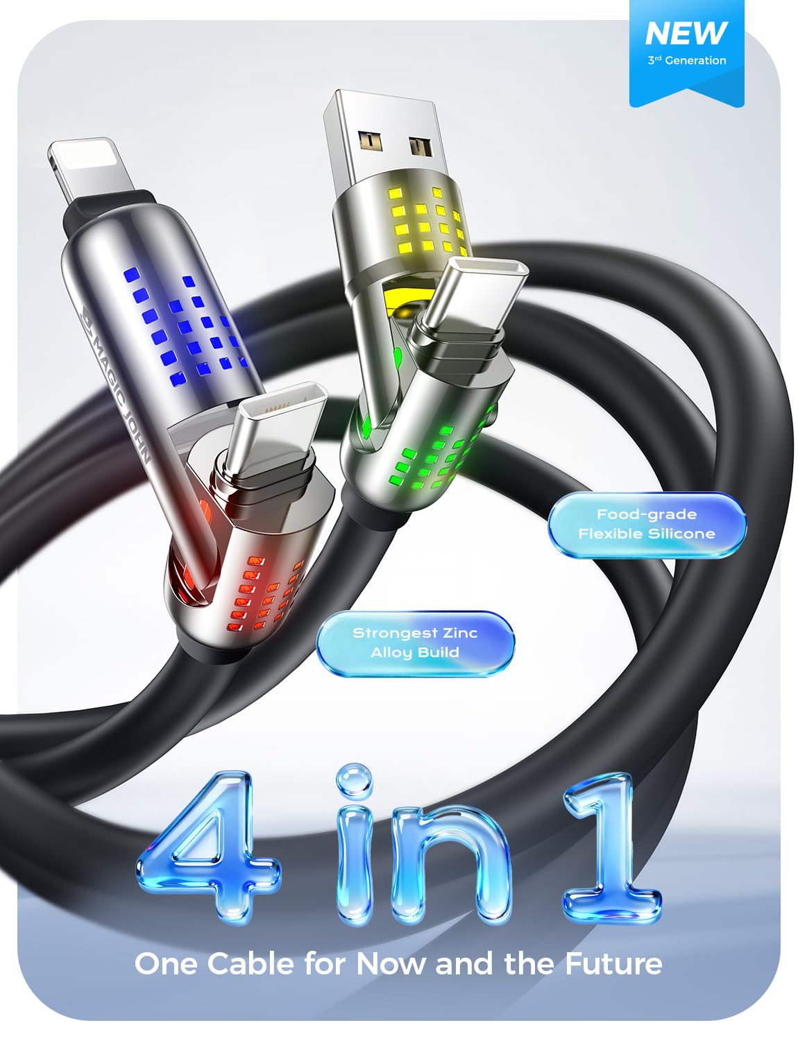 240W 4 1 6.6FT 2 MAGIC JOHN in Charging Cable, USB C to Lightning Cable [MFi Certified], Multi Chargers for All