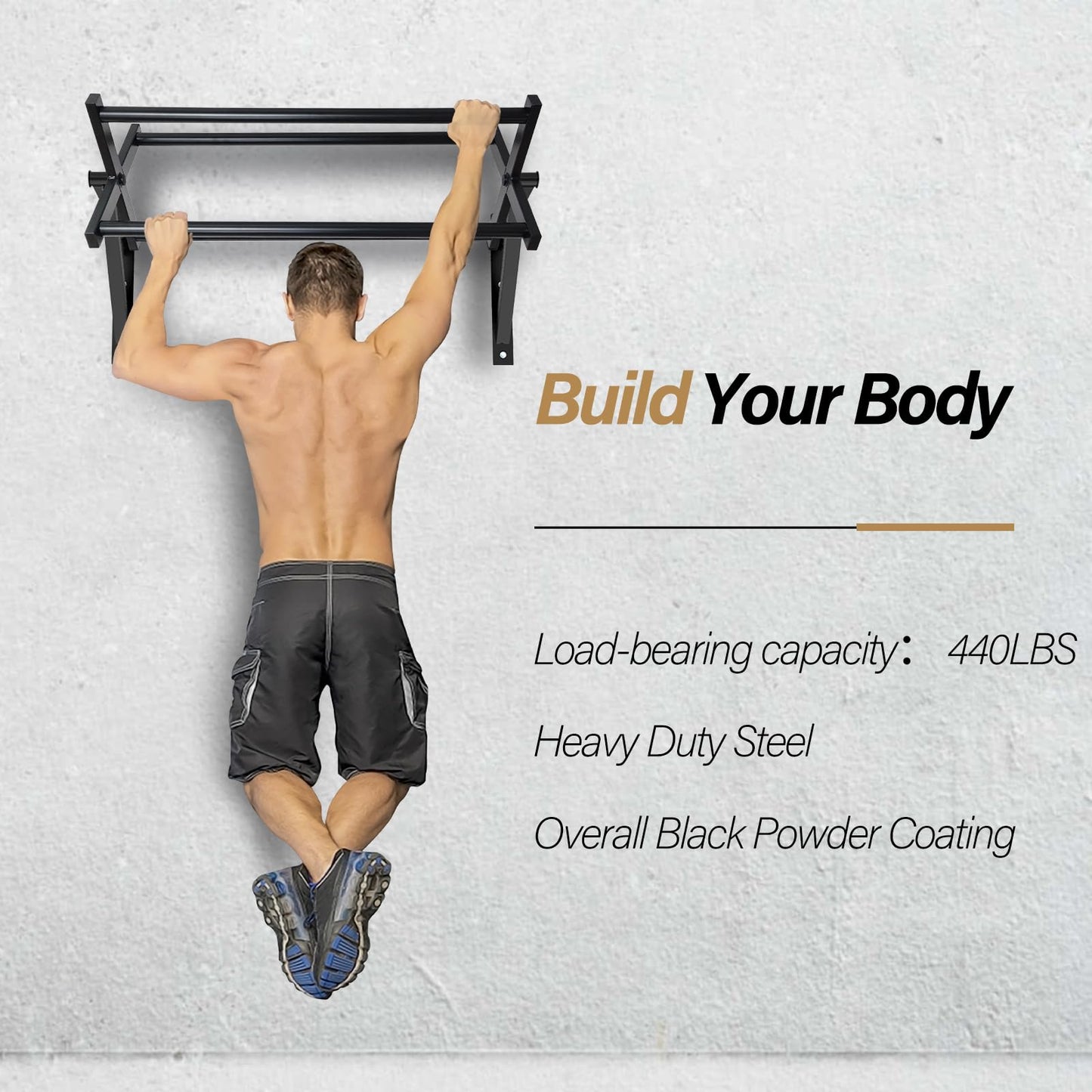 BDL Wall Mounted Rotating Pull Up Bar Speed Climbing Chin Up Bar Wall-Mounted Training Frame, Rotate or Fix Bar for Climbing Training Supports to 440 Lbs
