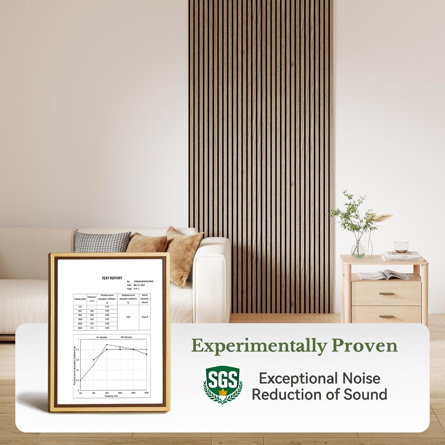 MISSDAY Wood Slat Acoustic Wall Panels, 4 Packs 47.2" x 23.6" White Soundproof Panel For Interior Wall Decor Noise Absorbing-3D Textured Wooden Panel Sound-Absorbing for Home, Office, Studio