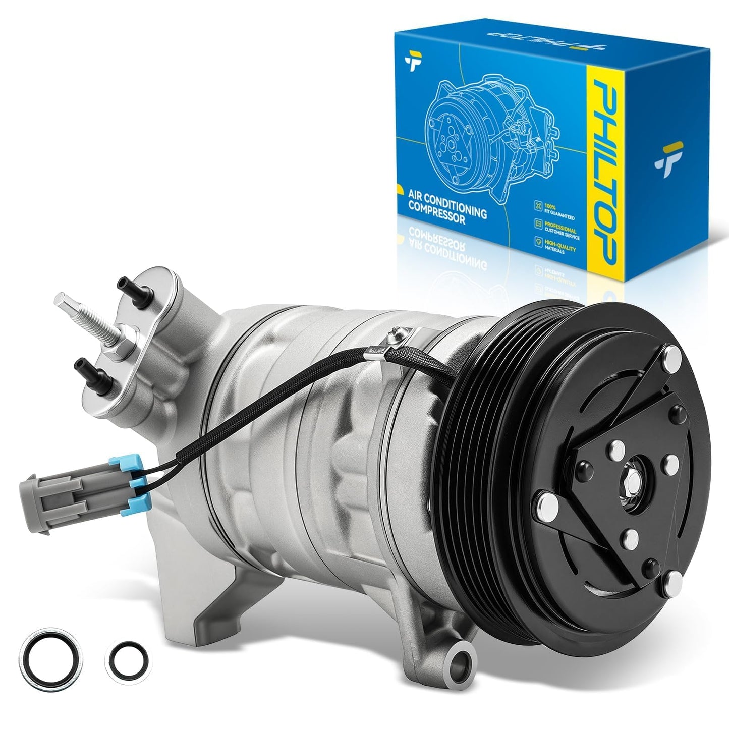 PHILTOP 68676 NEW Air Conditioner AC Compressor with Clutch Replacement for Chevrolet Equinox 2010-2011 3.0L, GMC Terrain 2010-2011 3.0L