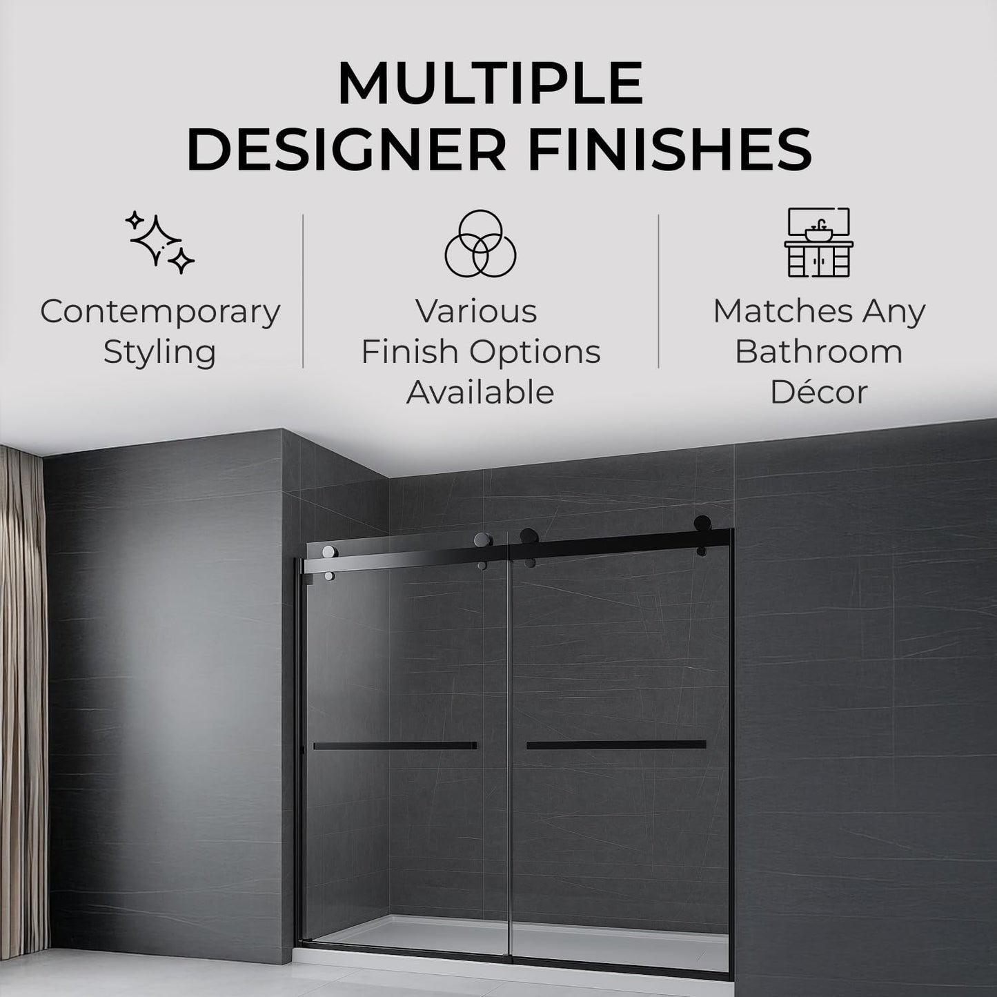 Frameless Double Sliding Shower Door 44-48 x 79 - SGCC Tempered Glass 3/8 Inch - Brushed Nickel Heavy Duty Hardware with Adjustable Wall Profiles by Fab Glass and Mirror