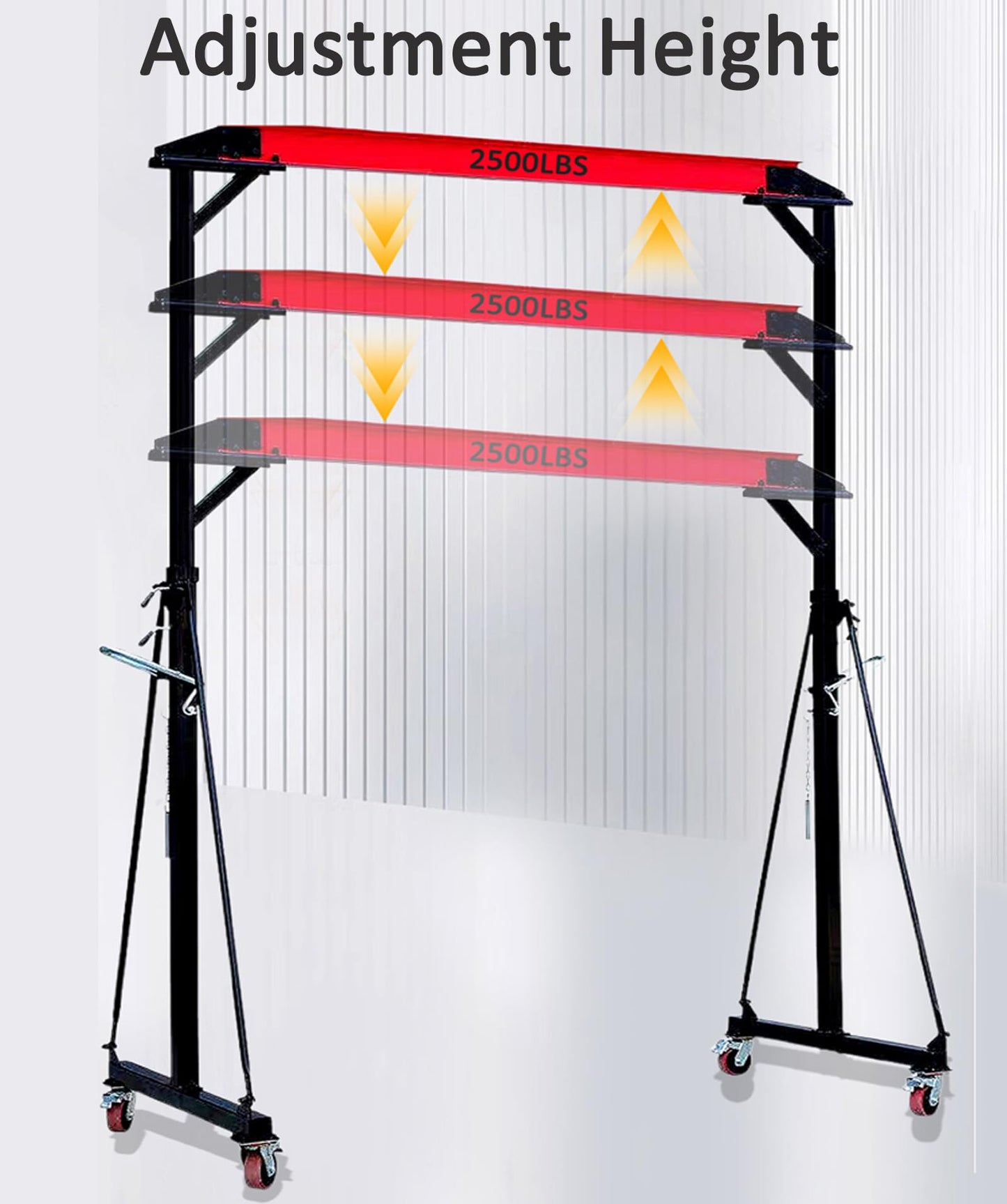 Adjustable Gantry Crane - 1 Ton (2500Lbs) Capacity Portable Hoist Frame, Shop Crane Hoist, Trolley, Sling, Shackles, Hooks and Festoon System, Lifting Gantry for Factories, Warehouses, Garage (1 Ton)