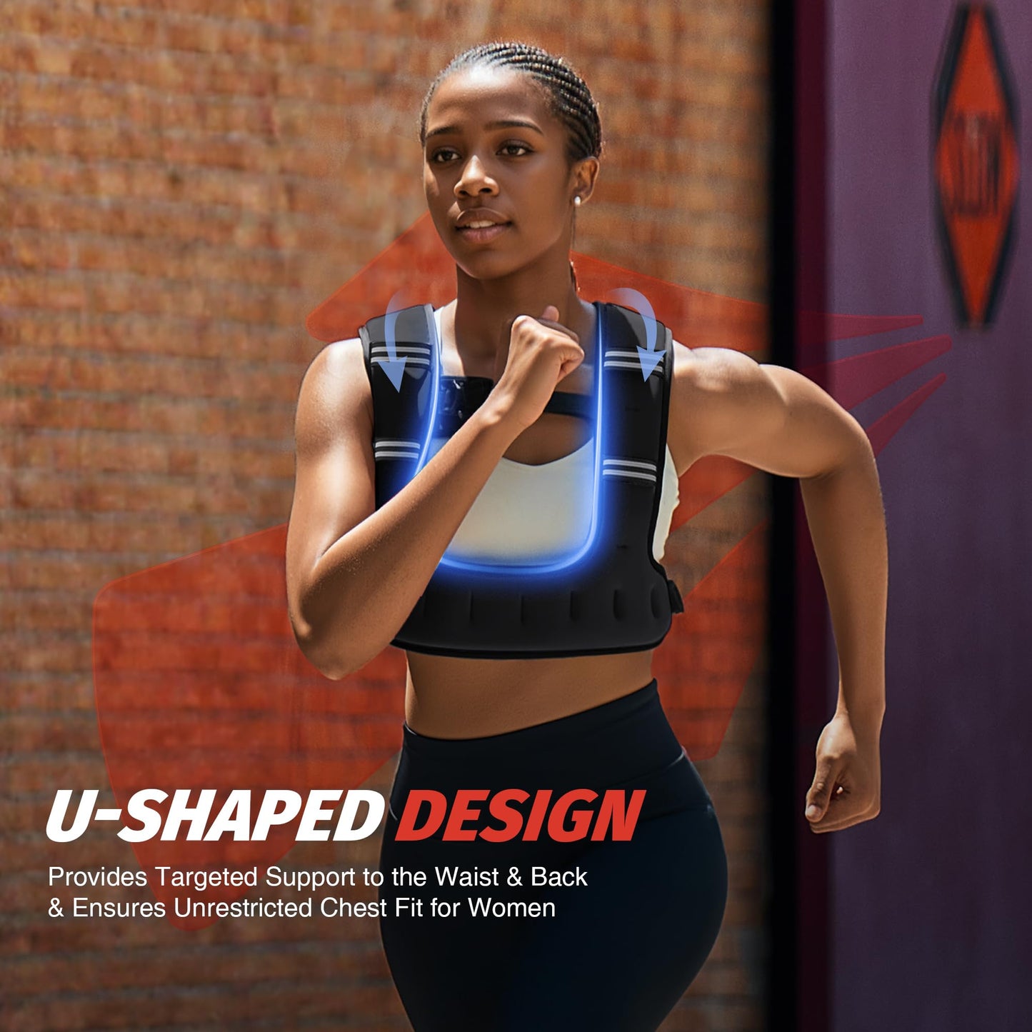 ZELUS Weighted Vest for Women Men, 6/8/12/16/20LB U-Shaped Ergonomic for Even Weight Distribution, Odorless Workout Vest with SGS Certification, Arm Pocket & Back Mesh Pouch for Training & Running