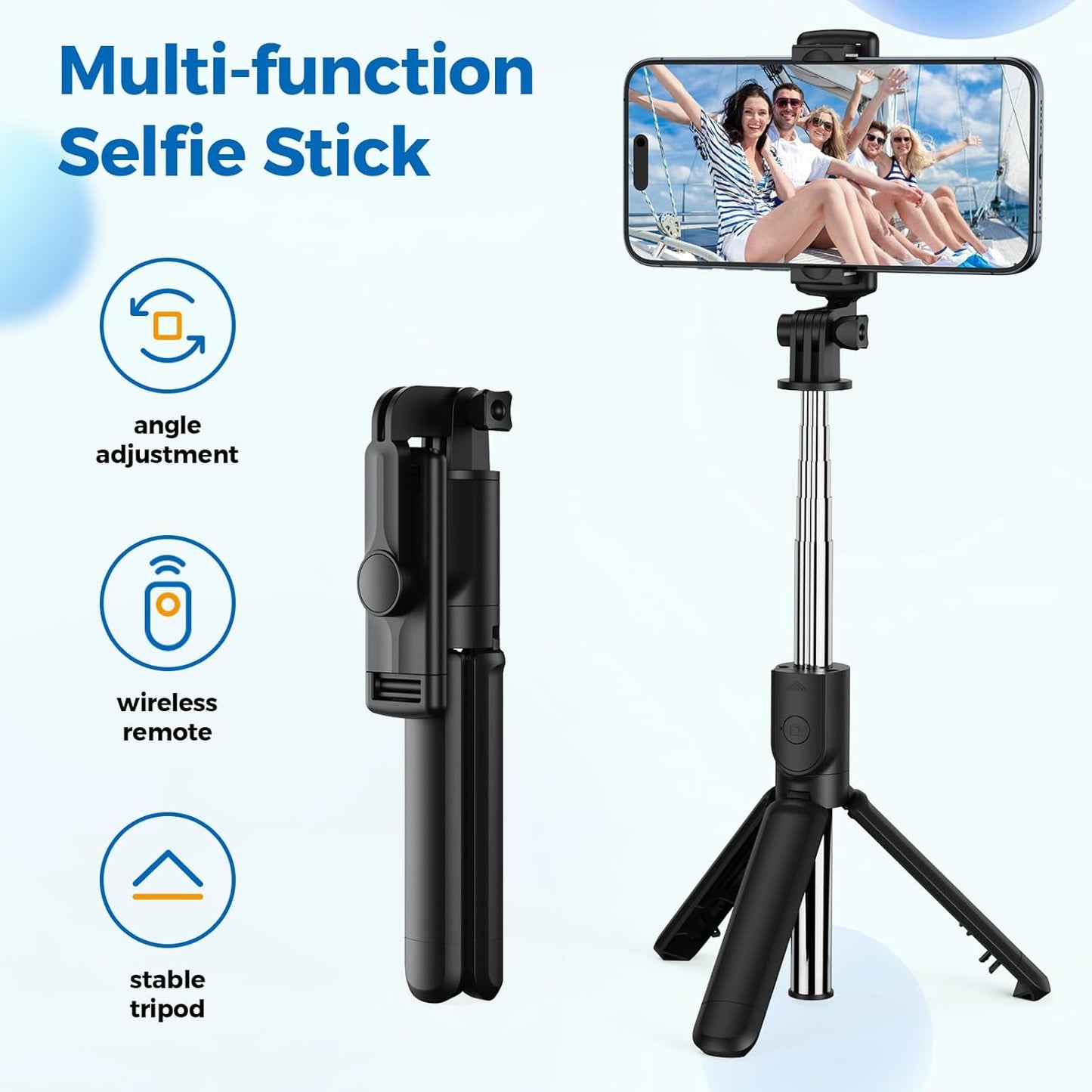 Aourxiv Selfie Stick Tripod, Retractable Selfie Stick Tripod with Wireless Remote Control, for Photograph, Live