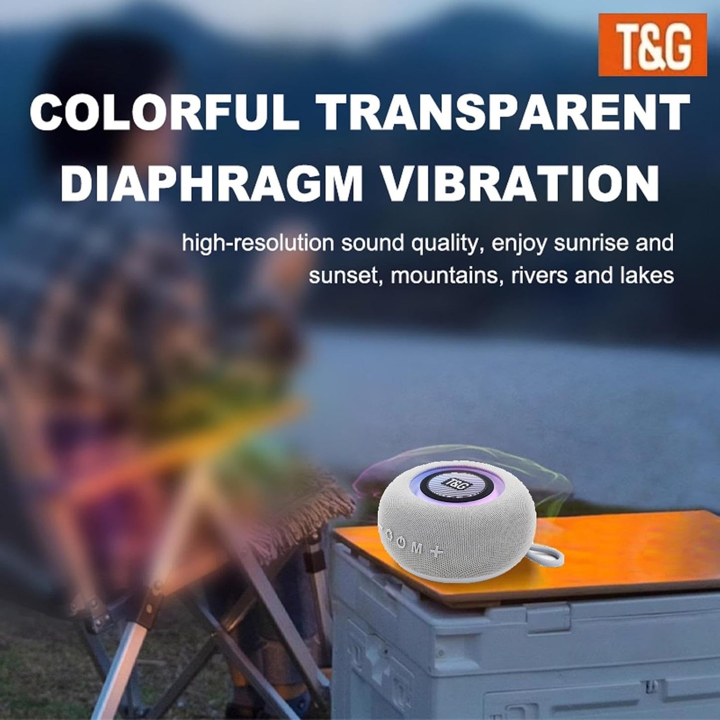 T&G IPX4 5.3, Portable Bluetooth Magnetic Speaker with Pulsing Lights, Stocking Stuffers, Waterproof, All Day Playtime