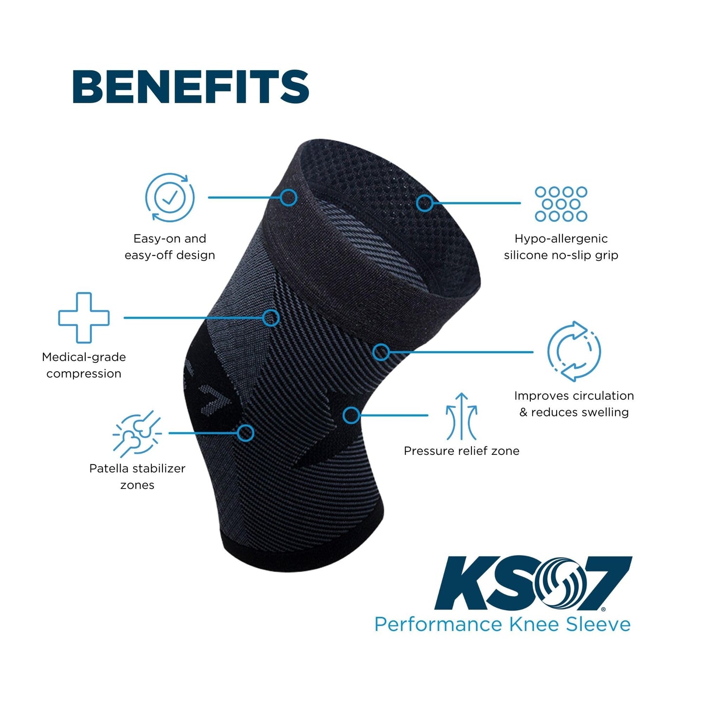 OrthoSleeve Compression Knee Brace, Knee Sleeve for ACL, MCL, Injury Recovery, Meniscus Tear, Pain, Aching Knees, Patellar Tendonitis & Arthritis Pain