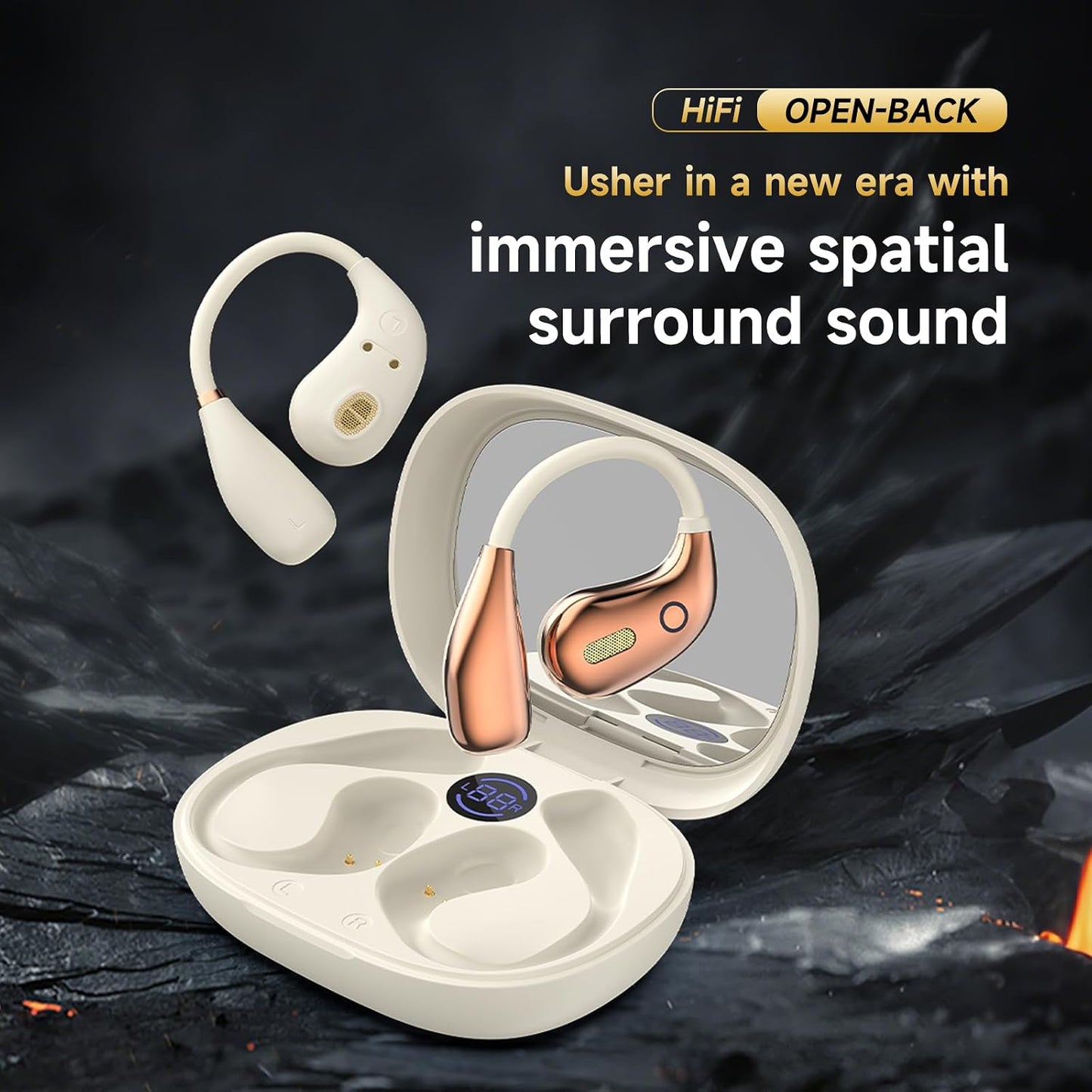 YYFEIDBFEO 5.4 IPX7 Open Ear Earbuds, Wireless Bluetooth Headphones, Stereo Sound Waterproof with Ergonomic Earhook