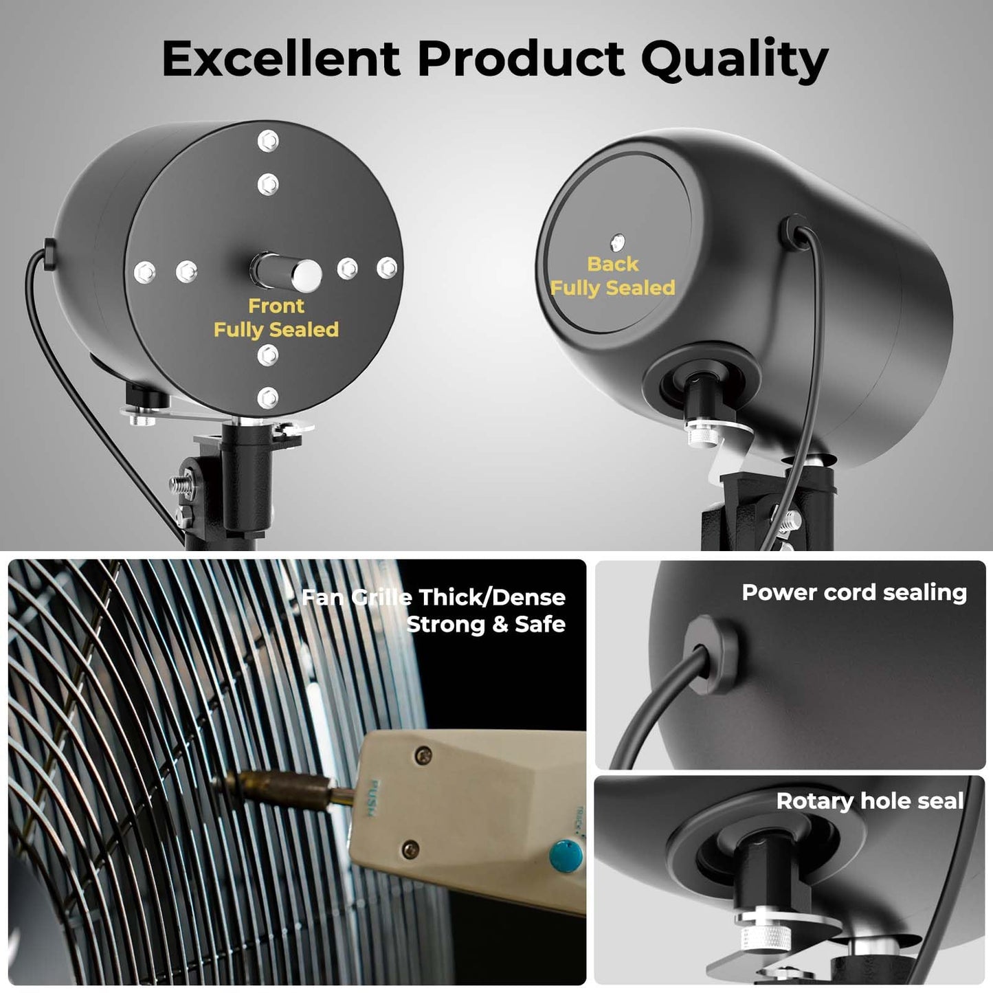 FUGOO High-Velocity Quiet Outdoor Oscillating Wall Mount Fan with Remote, 24 Inch-6000 CFM, Waterproof, Brushless DC Motor, 50% Energy Savings for Patios, Garage, Workshop