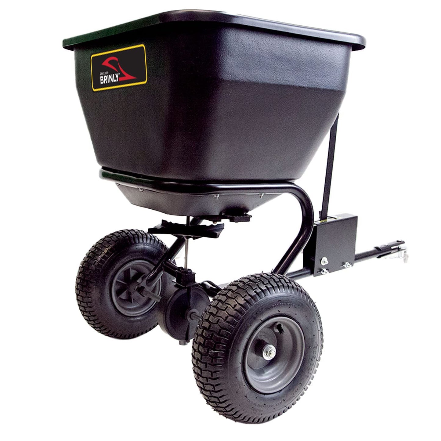 Brinly BS36BH-A Tow Behind Broadcast Spreader with Universal Hitch, 175 lb.+ -Flat Black