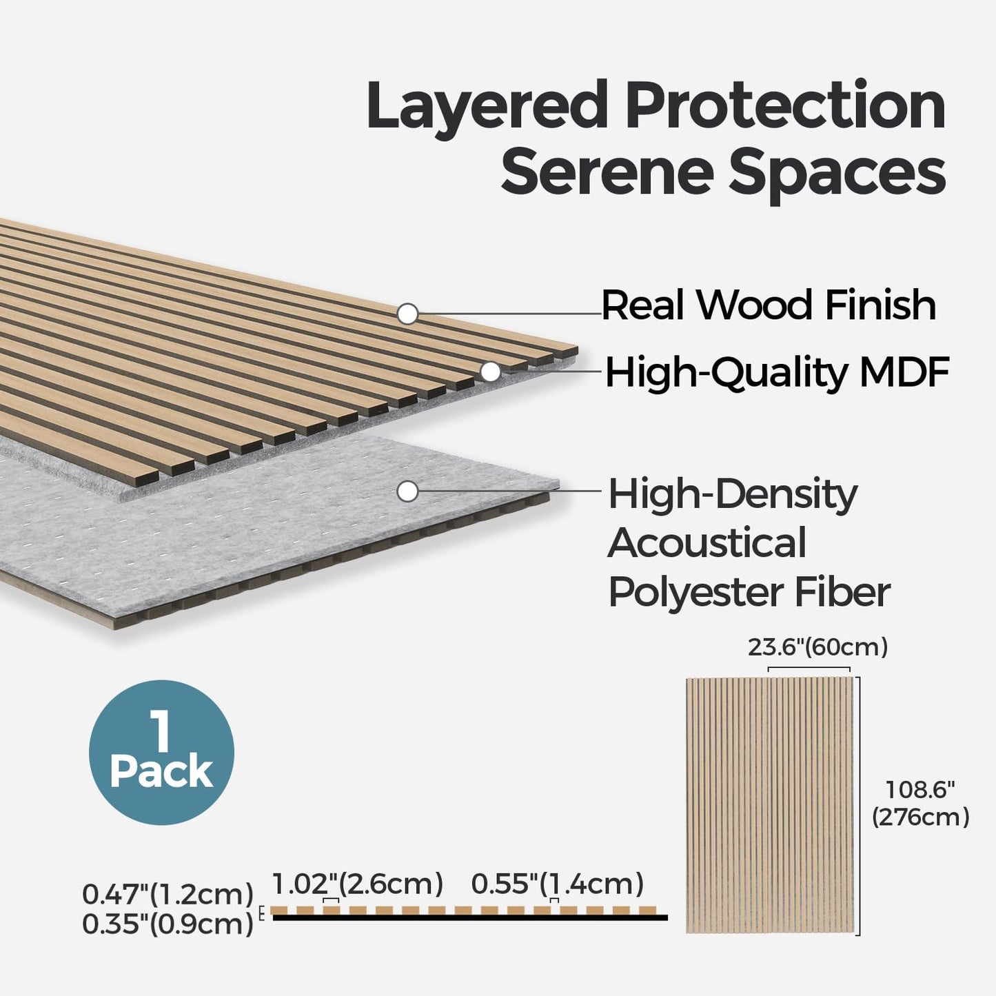 AKUMAX Foldable Large Wood Panels-109x24Inches Fireproof Soundproof Wall Panels,Decorative 3D Wall Panels Peel (ClassicOak)