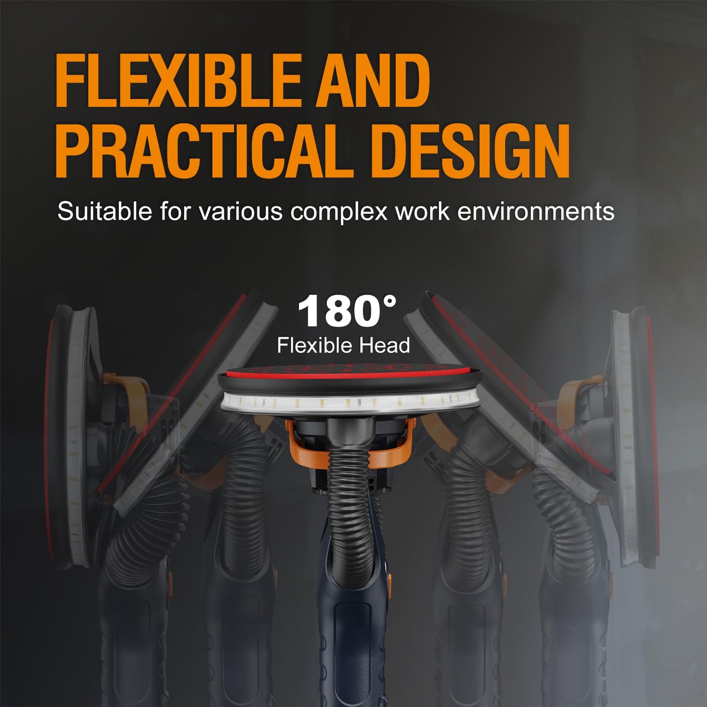 MAXXT 4mm Random Orbital Drywall Sander, Brushless 400W 3.5A Foldable Electric Wall Sander, Sander Tool with 1&2 Modes Suction Switching, Memory Variable Speed, 180° Flex Head, LED Light, Carry Bag