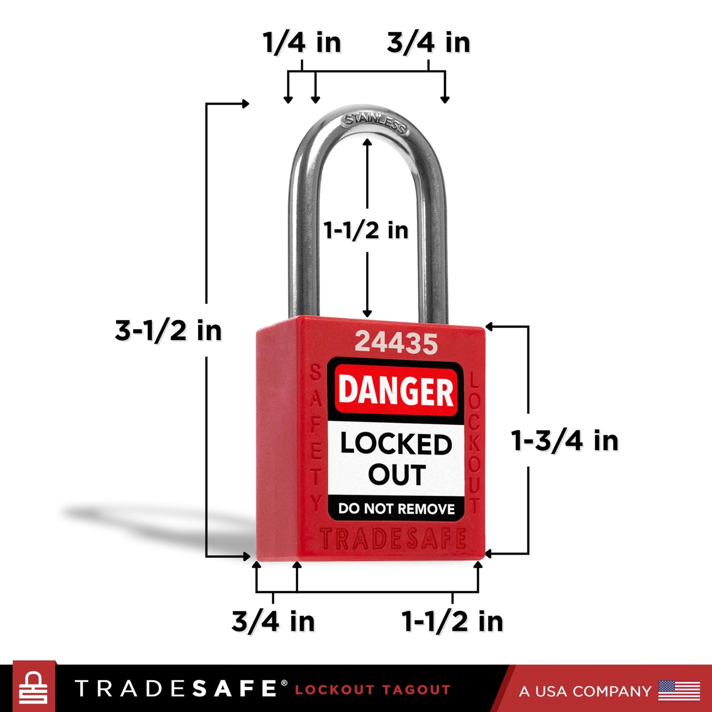 TRADESAFE Lockout Tagout Locks Set - 10 Red Loto Locks, Lockout Locks Keyed Different, 1 Key Per Lock, OSHA Compliant Lock Out Tag Out Padlocks, Safety Padlocks for Electrical Lockout Tag Out Kits