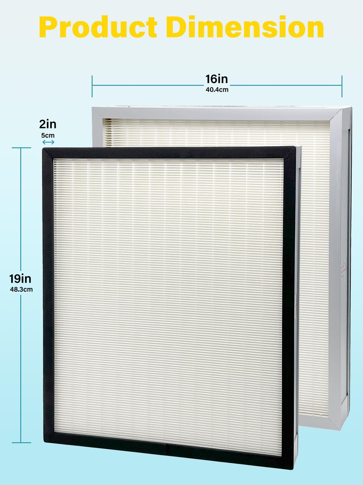 2 Pack F301H HEPA Filter Replacement Compatible with BluDri, Mounto Air Scrubber Filters, also fits Dri-Eaz and VEVOR Air Purifier, Part 500cfm HEPA500, F301H and AS-550, H13 Filter of 16 x 19 x 2