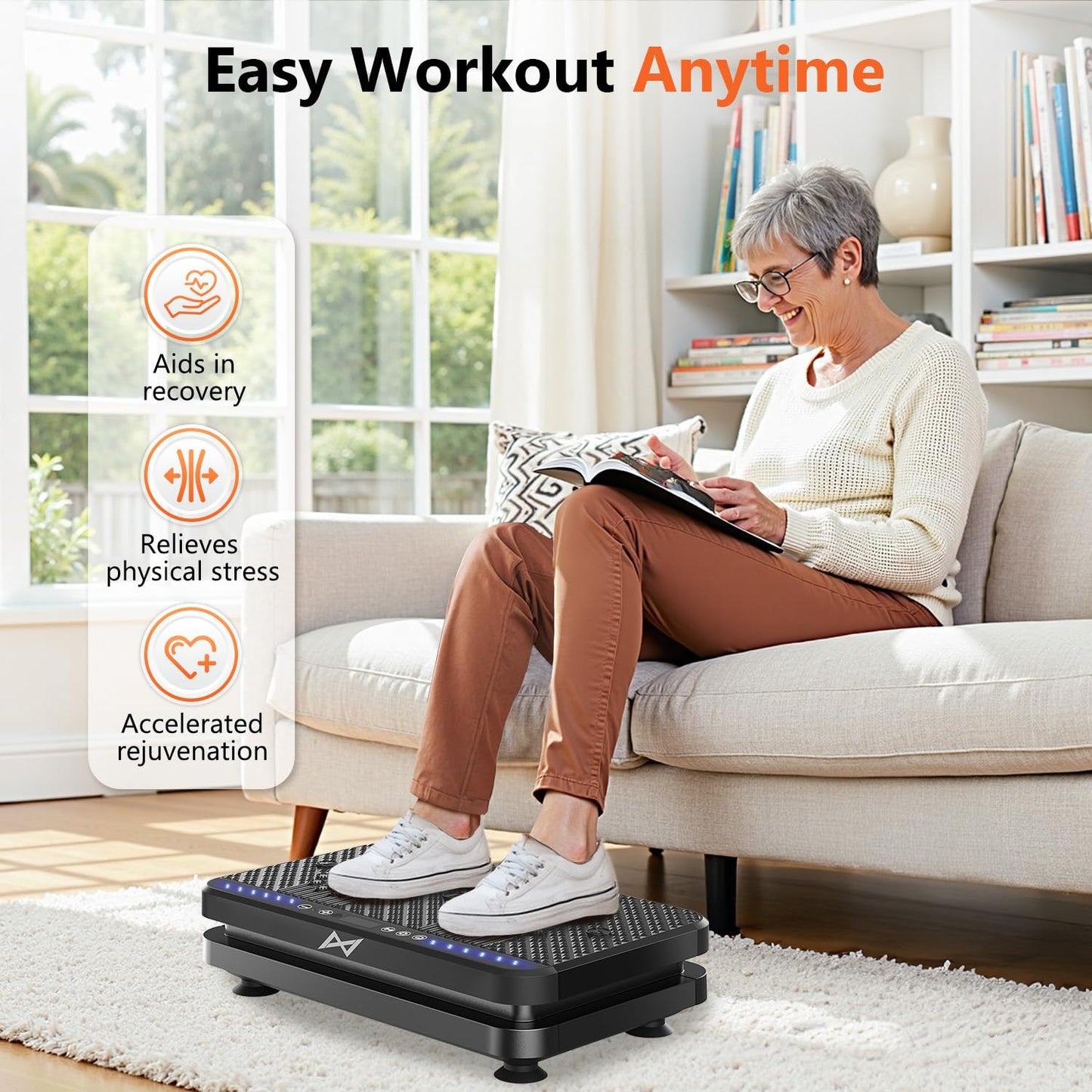 AXV Vibration Plate Fitness Platform Exercise Machine Vibrating Lymphatic Drainage Shaking Full Body Shaker Workout Vibrate Stand Shake Board Sport Gym for Weight Loss Fat Burner for Women Men